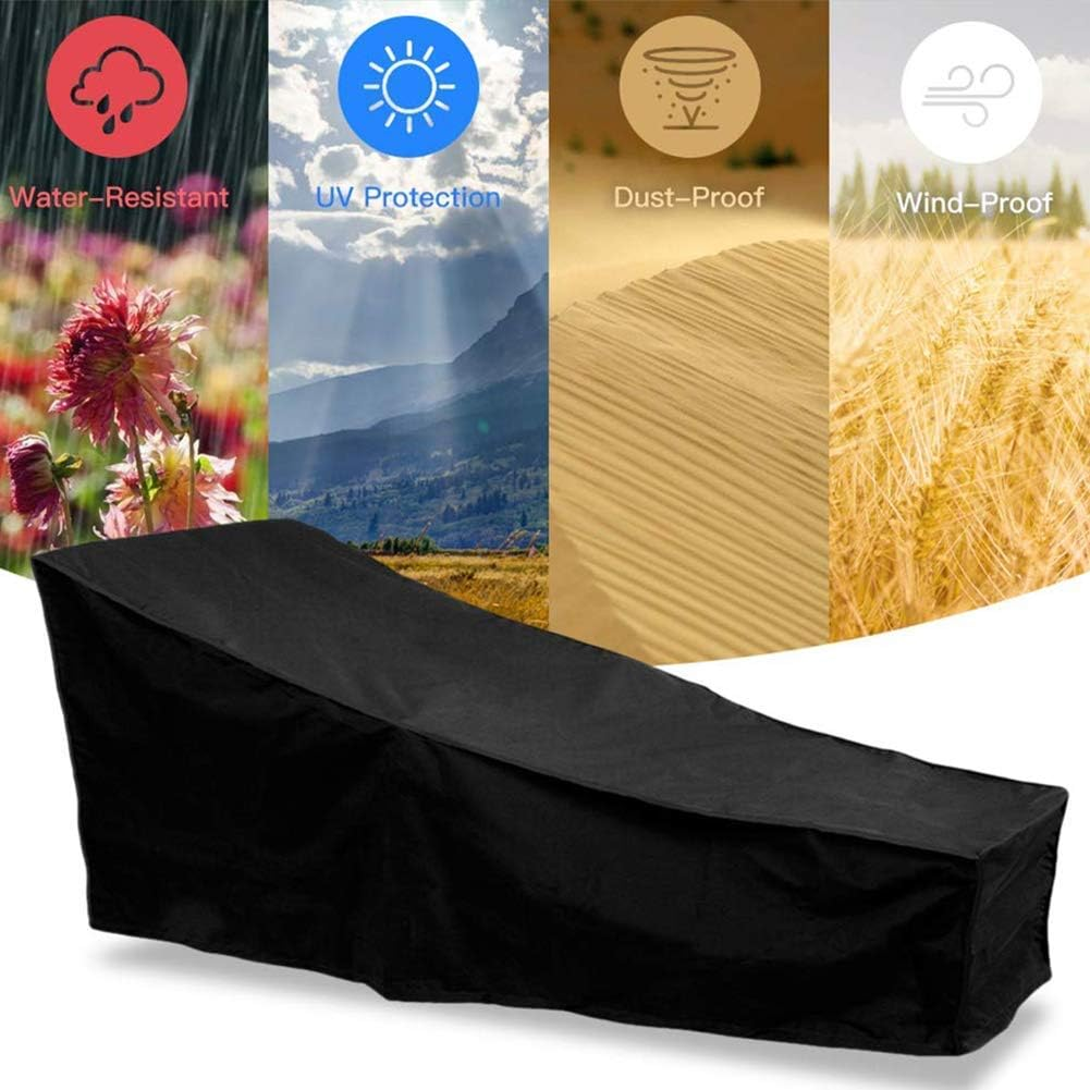 J&C Waterproof Patio Lounge Chair Cover 210D Silver Coated Polyester Fabric Outdoor Chaise Lounge Covers 82L X 30W X 31 Inch (1 Pcs)