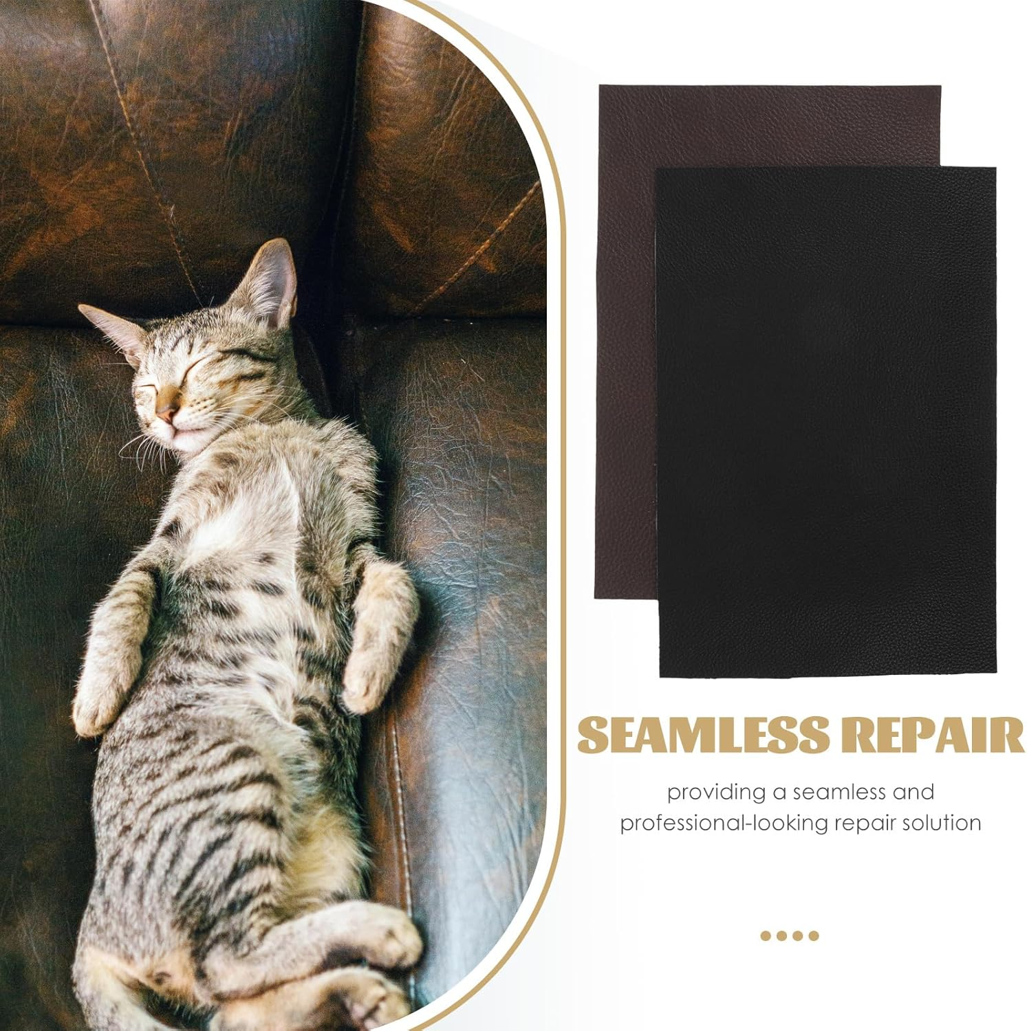 SHINEOFI 2Pcs Pre-Cut Leather Pieces Thick Leather Sheets Genuine Cowhide Leather Fabrics for Crafts Sewing Sofa Repairing Black, Coffee image number 5