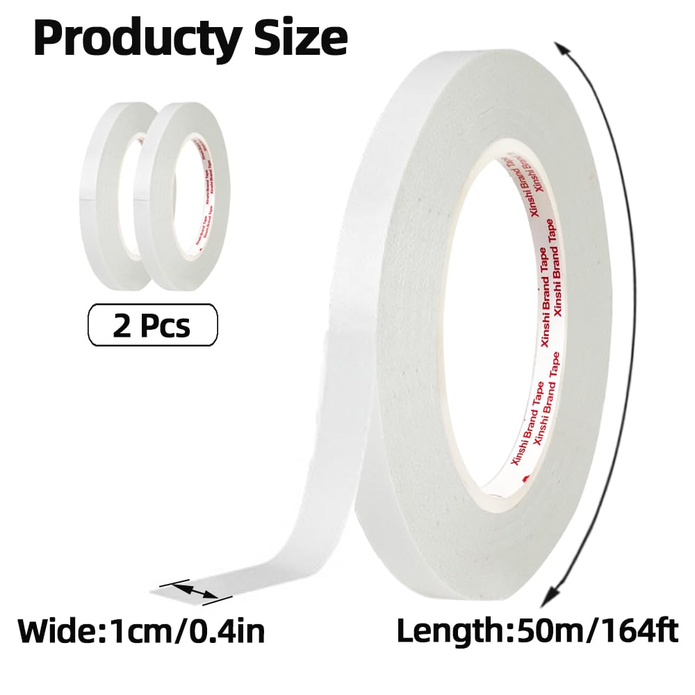 Skycabin 2Rolls Double Sided Adhesive Tape,2 Sided Sticky Tapes for Arts,Diy Crafts,Hand Work,Gift Wrapping,Stamps,Card Making,Scrapbooking and Office School Stationery 10Mmx50M/Each Roll image number 1