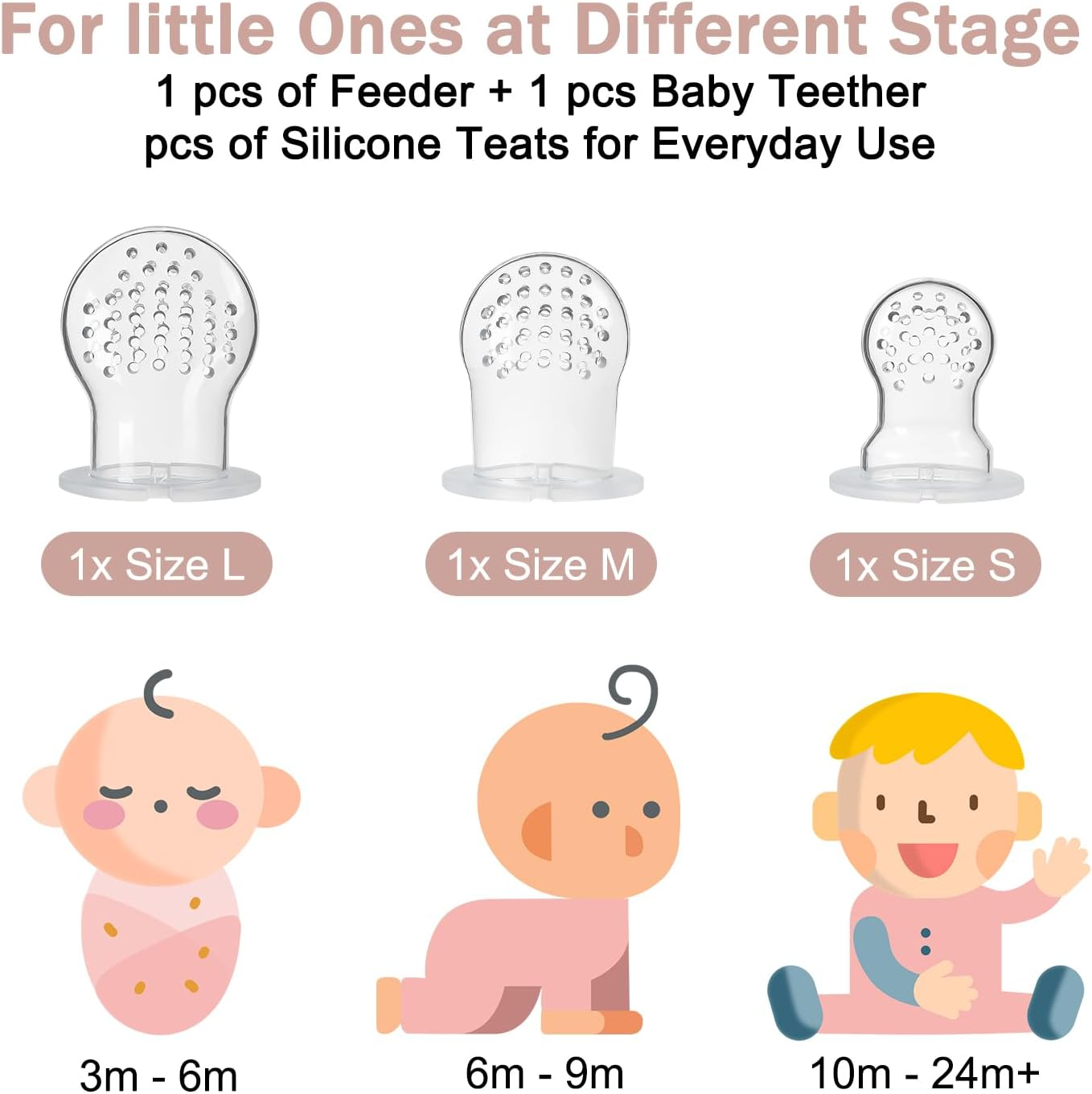 MISSLILI Baby Silicone Fruit Food Feeder Pacifier & Breastmilk Popsicle Freezer Molds, Chick Teether Toy & Baby Food Storage Containers Frozen Ice Tray for Baby Feeding Teething Safely, BPA Free image number 3