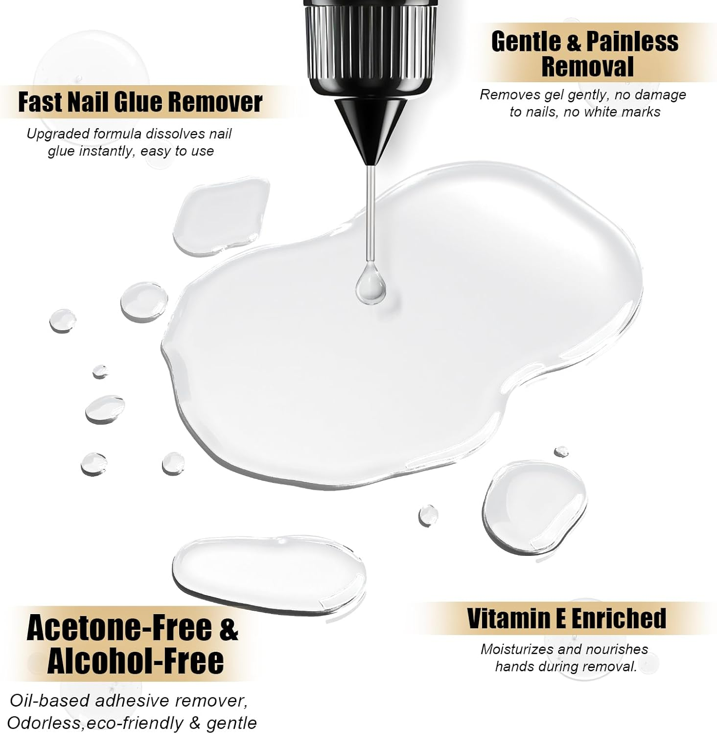 U-Shinein Pinpoint Nail Glue Remover for Press On, Odorless & Non-Acetone Nail Polish Remover,Gentle and Quick Multi-Functional Gel Polish Remover with High Vitamin E for Press on Nails image number 6