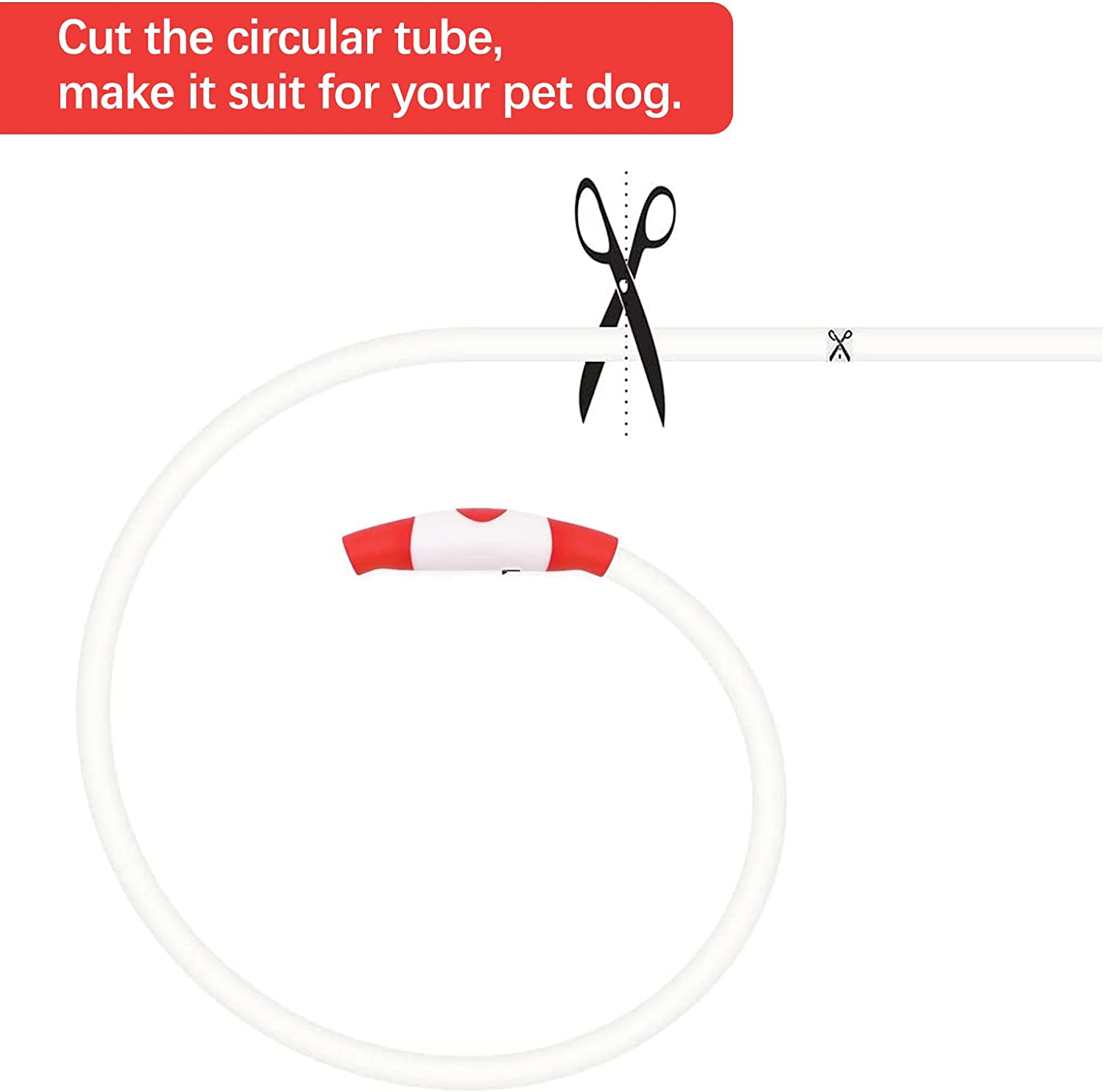 LED Dog Collar USB Rechargeable, Glowing Pet Dog Collar for Night Safety, 3 Glow Modes, Fashion Light up Collar for Small Medium Large Dogs (Red)