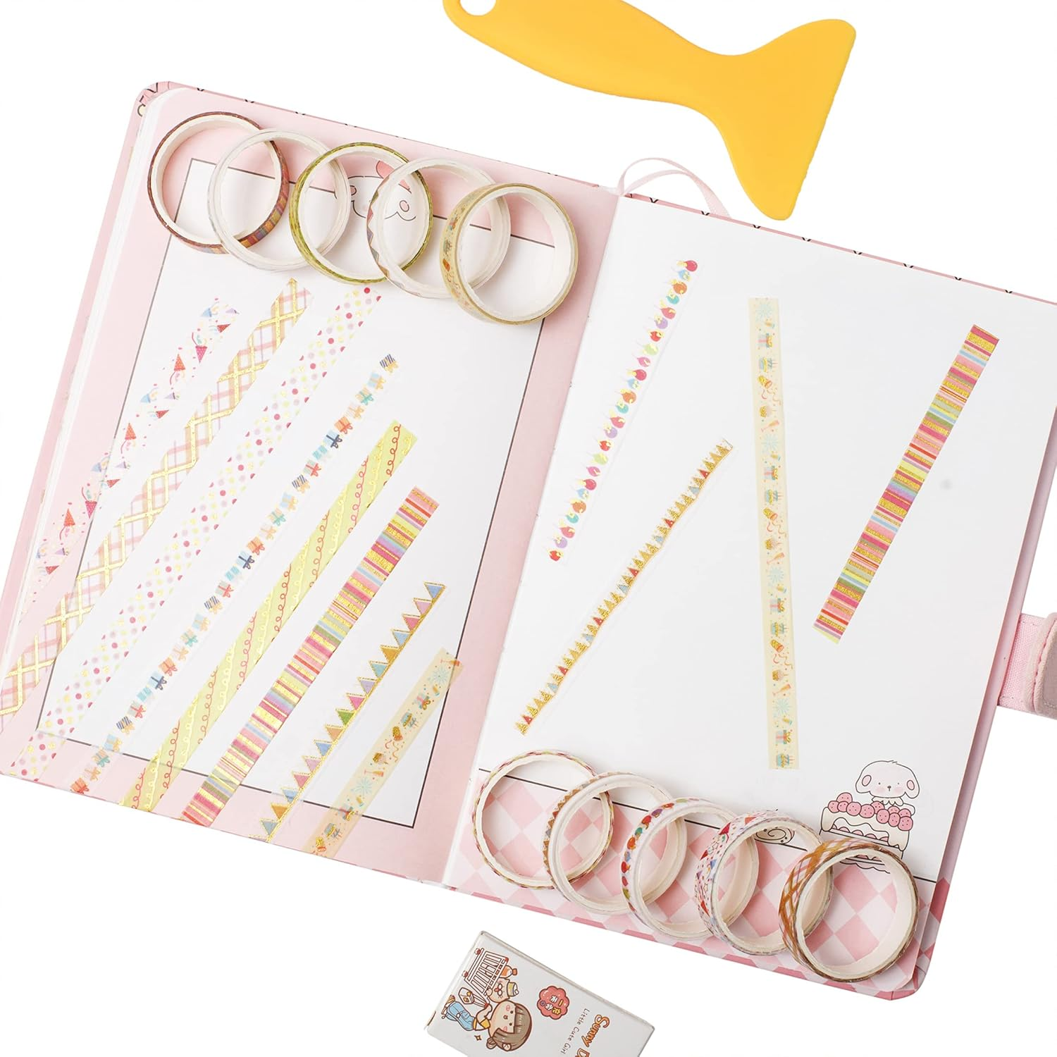 YUBBAEX 10 Rolls Sparkling Washi Tape Set 8Mm Skinny Gold Foil Decorative Masking Washi Tapes for Bullet Journal,Scrapbook, Planner, DIY Crafts (Party Elements) - Flower image number 4