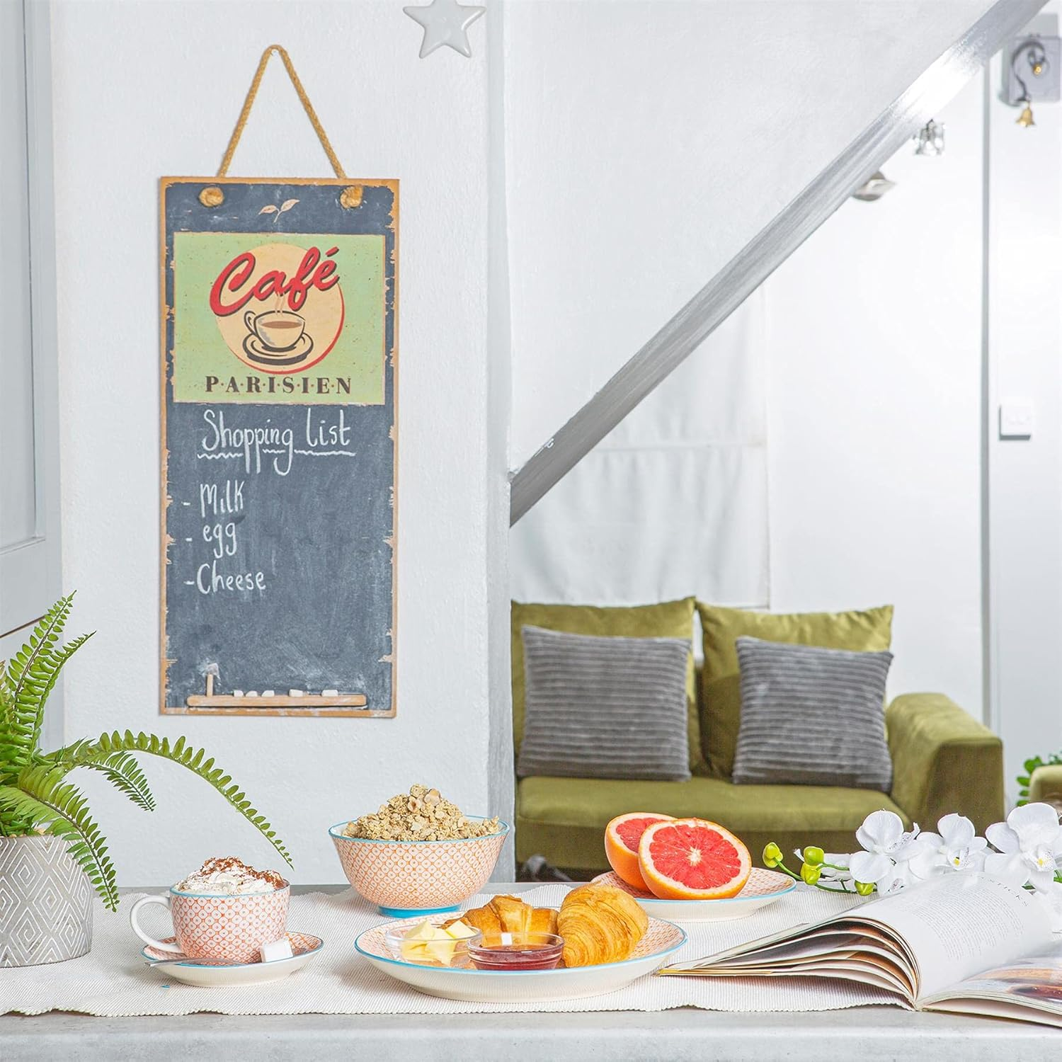 Nicola Spring Patterned Cereal Bowls - Orange - 16Cm - Pack of 6 - Hand Printed Japanese Style Porcelain Serving Bowls for Dessert, Pasta, Cereal, Salad, Noodles, Soup image number 3