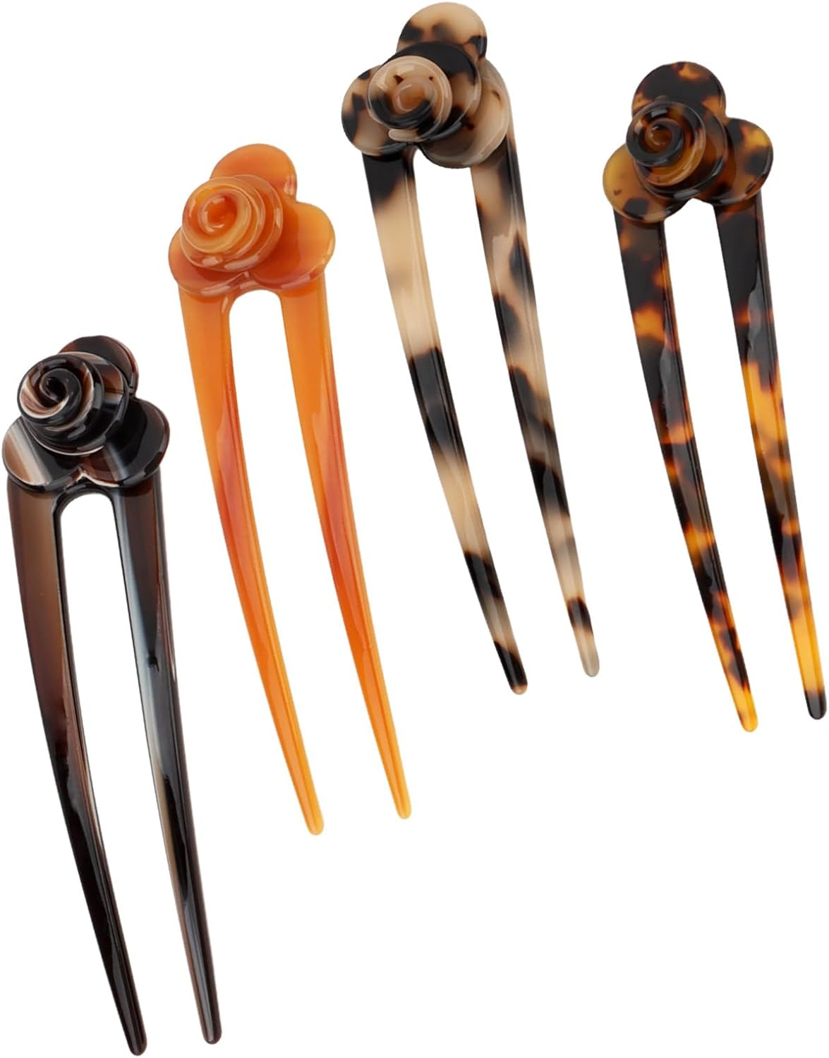 Pruadeor Pack of 4 Rose Hair Pins Hair Clips for Women French Hair Clip Hair Clip Vintage Hair Accessories image number 4