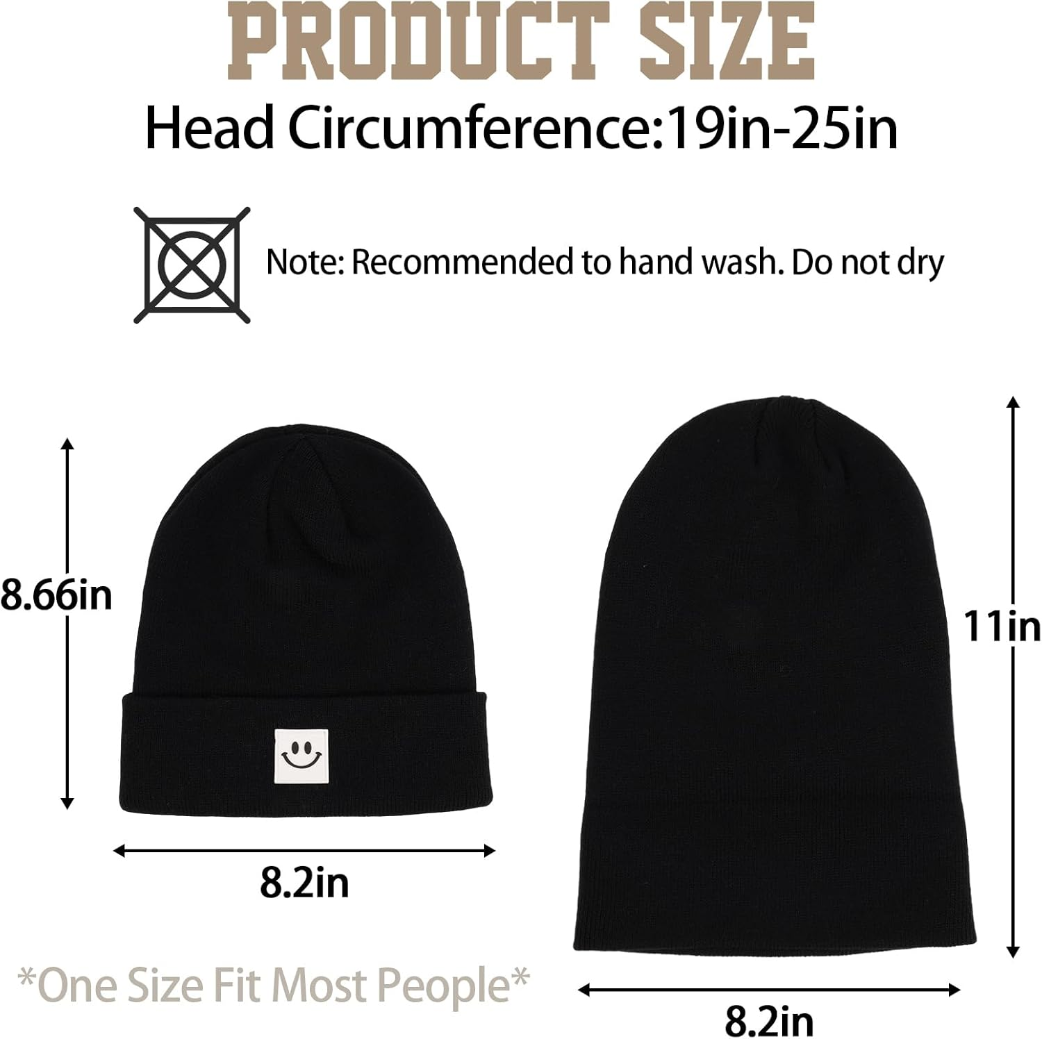 Viiotu Smile Men Beanie, Beanie Hats for Women Warm, Mens Beanie Soft Unisex Knit Hat Beanie for Winter - Grey image number 5