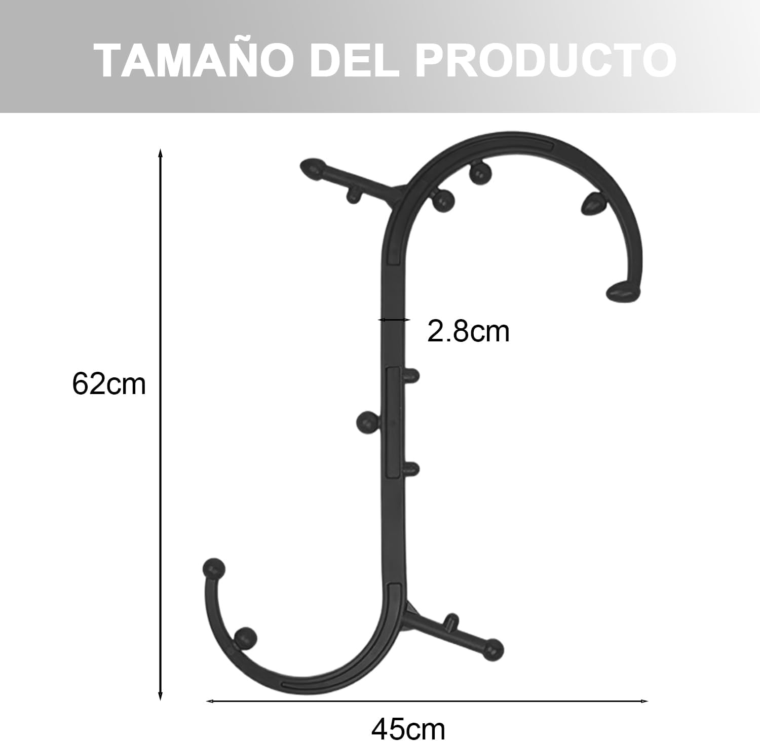 EDINNO Trigger Point Massager, Trigger Point Therapy Self Massage Tool, Back and Neck Massager, Handheld Massage Stick, for Back Massage Muscle Tension (Black) - Black image number 4