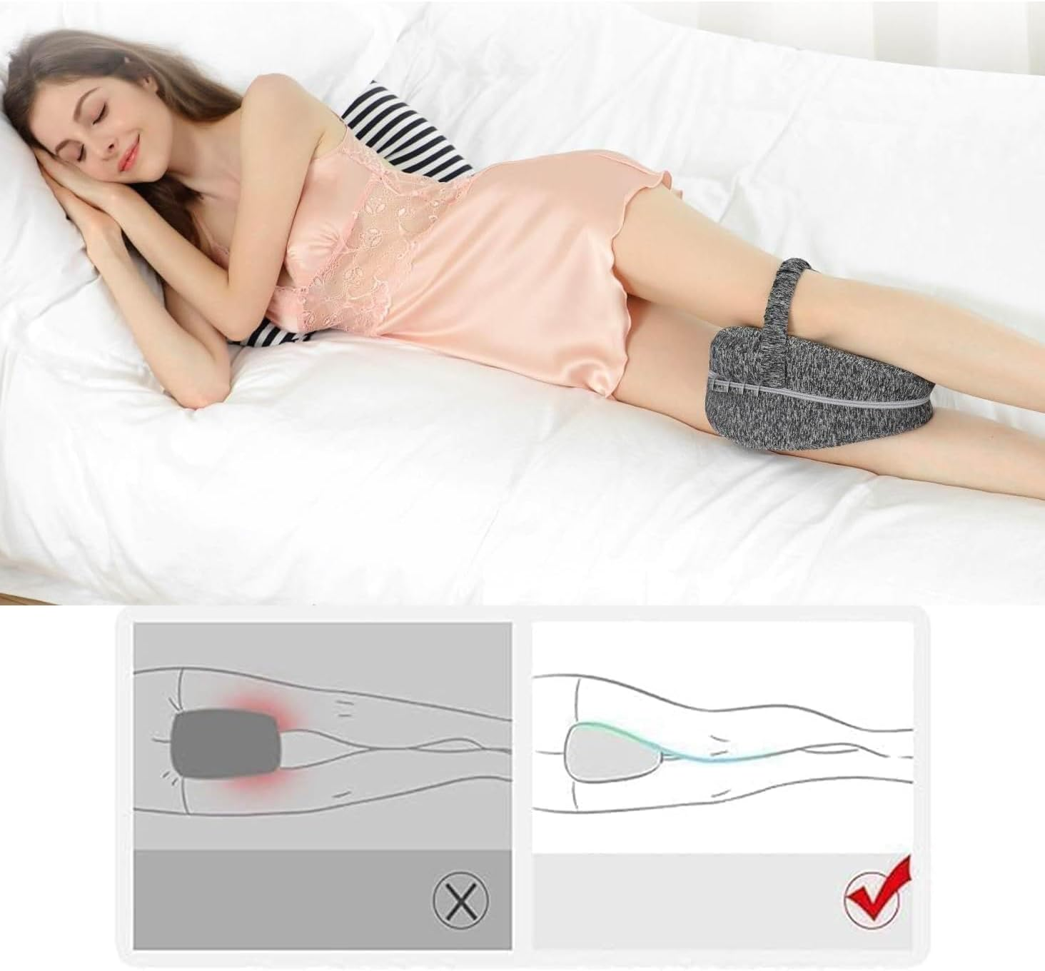 Knee Pillow Leg | Memory Foam Wedge Pillow | Leg Pillows for Sleeping,Leg Pain, Knees Pain, Joints Pain & Pregnancy Bed Leg Cushion for Side Sleepers (Blue) image number 2