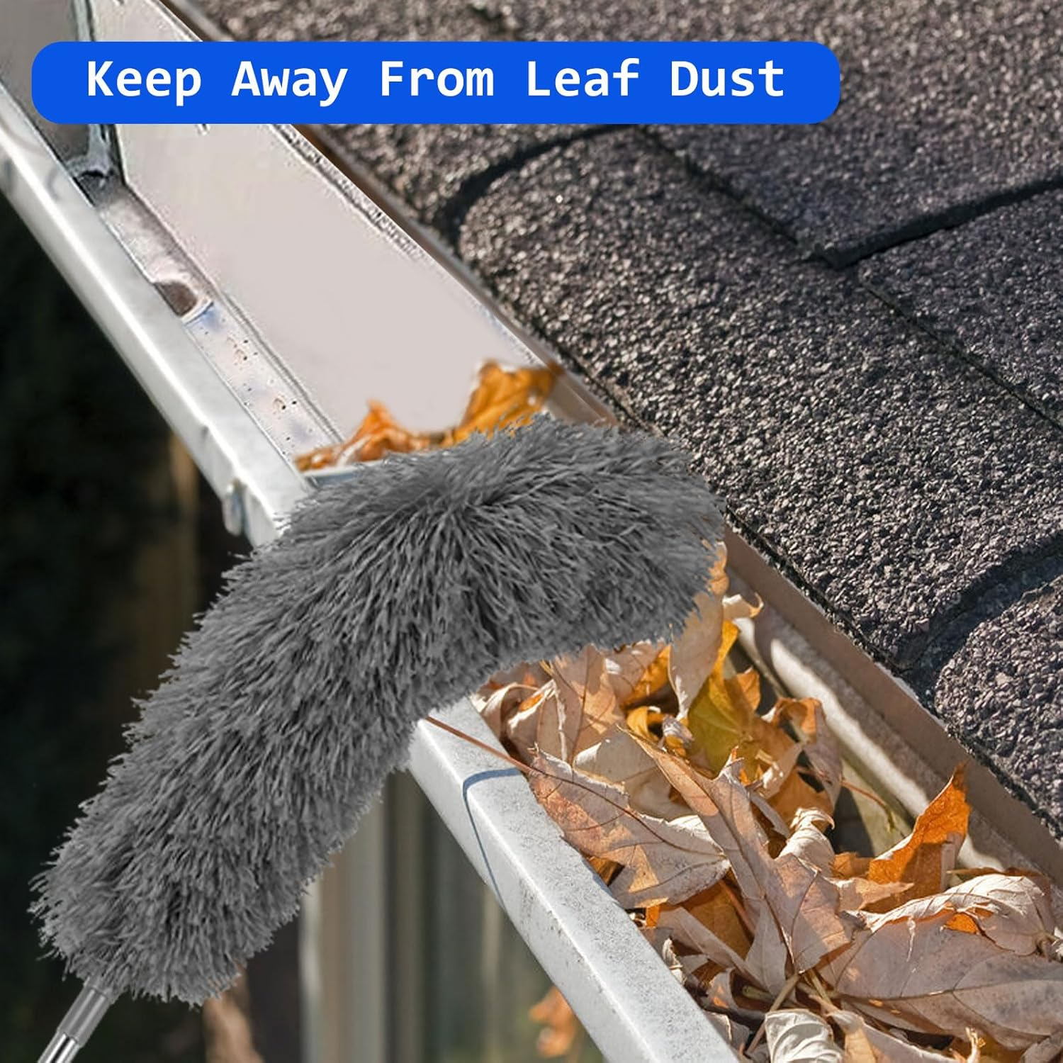 Ruaizel 8.2Ft Gutter Cleaning Tool from Ground, Adjustable Length Roof Gutter Cleaner Tools with Telescopic Pole, Telescopic Gutter Brush for Villas Townhouses Garden Leaves Ditch (Grey) - Grey image number 5
