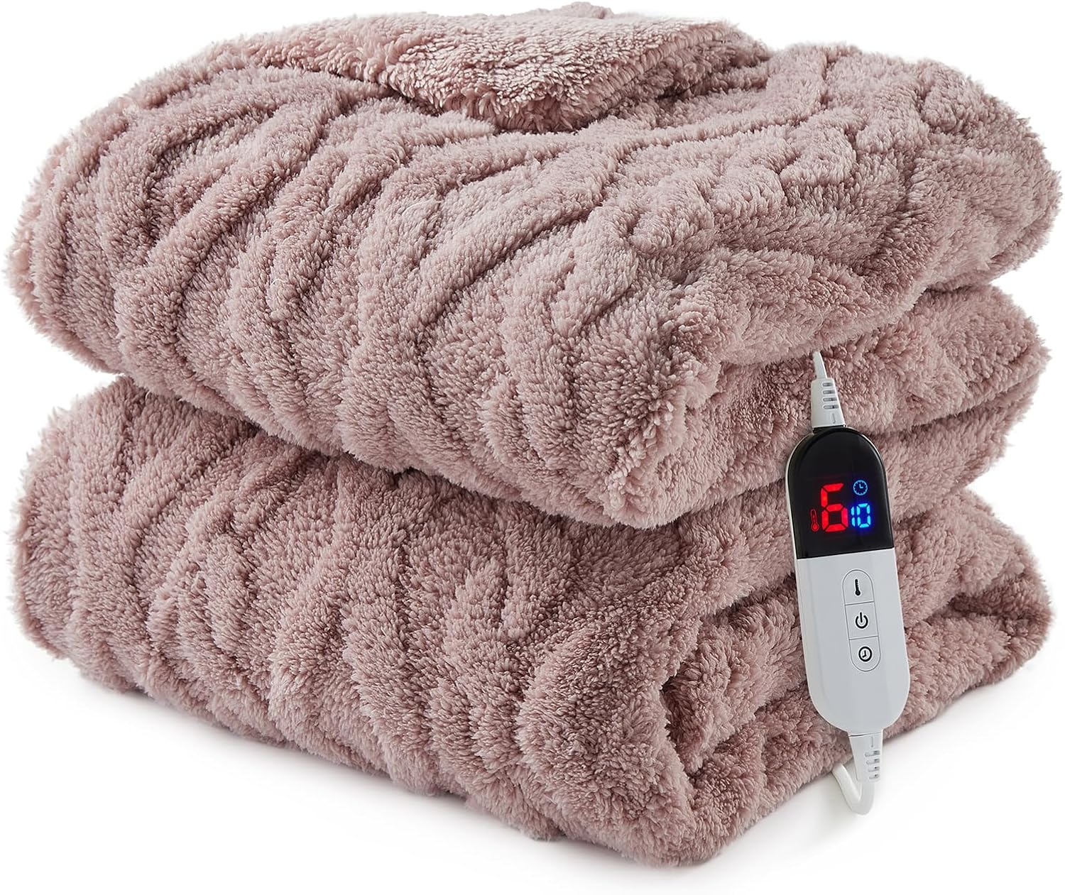 Heated Throw Blanket - 160X130Cm Thick Tufted Sherpa Electric Blanket with 6 Heat Settings and 10H Auto-Off, SAA Certified Overheat Protection Machine Washable Fast Heated Blanket, Gery