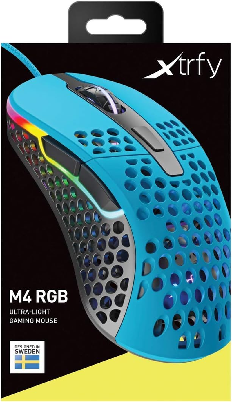 Xtrfy M4 Ultra-Light Optical RGB Gaming Mouse, Miami Blue image number 3