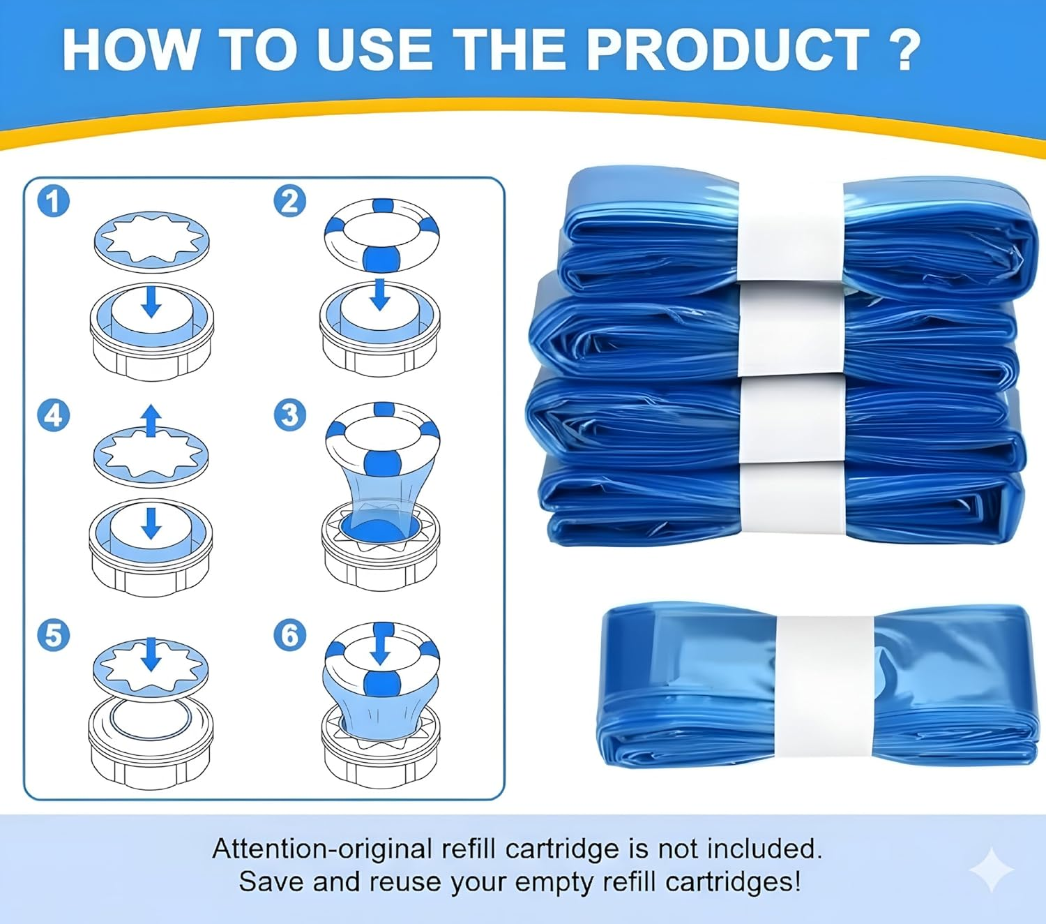 8-Pack Nappy Bin Refill Bags Compatible with Tommee Tippee Twist & Click, Sangenic Tec & Simplee &ndash; 10M Extra Long Diaper Pail Liners, Strong Odor Lock, Eco-Friendly, Cassette Not Included