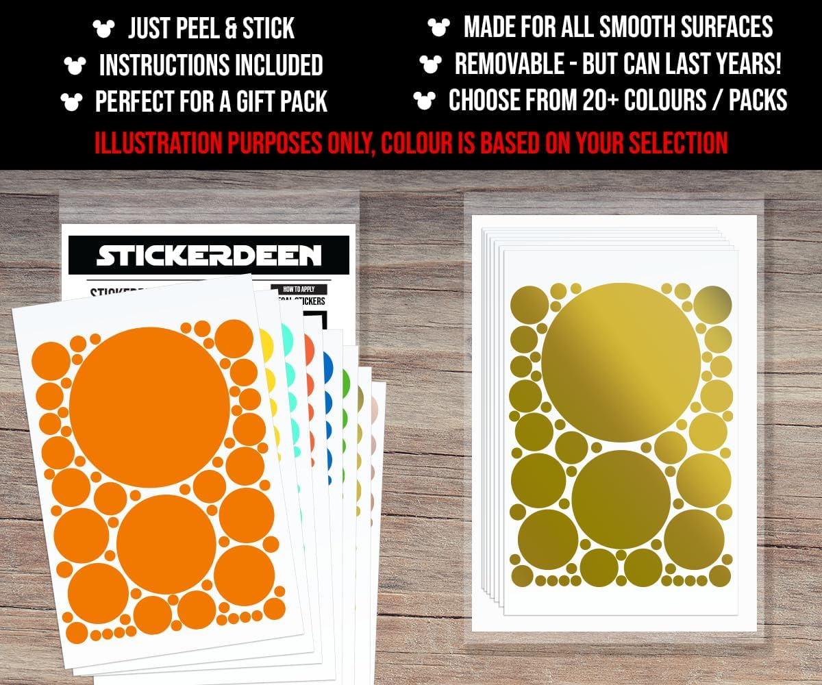 Stickerdeen 500+ Assorted Polka Dot Circle Wall Stickers for Kids Bedroom Living Room, Classroom, Playroom Decor Removable Vinyl Wall Stickers Dots Wall Decals (Grey) image number 2