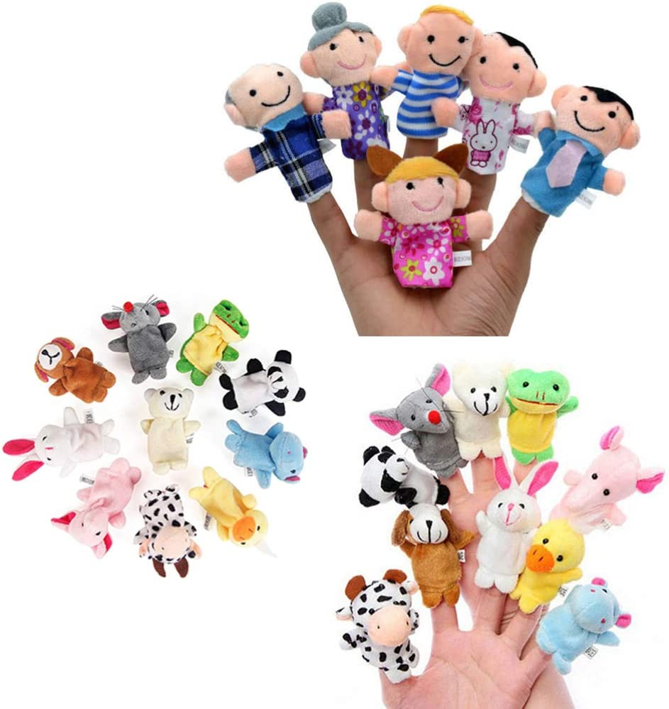 Totority Soft Plush Finger Puppets Set People Finger Puppets for Imaginative Play Cartoon Animal Hand Puppet Party Favor Supplies Basket Stuffers 16Pcs Storytelling Teaching Role Play Random Style image number 5