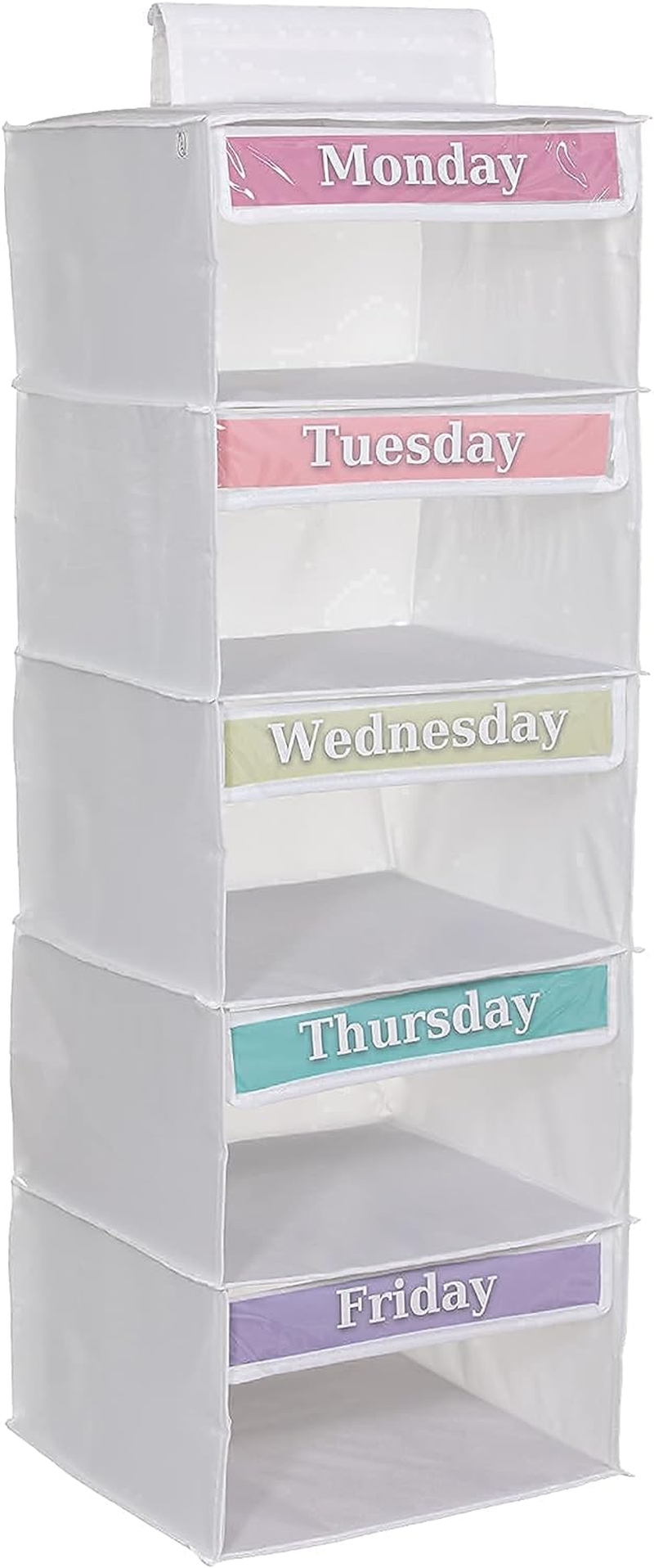 5-Shelf Weekly/Weekday Clothes Organizer for Kids (33&rdquo;) School/Day of the Week, Monday through Friday image number 5