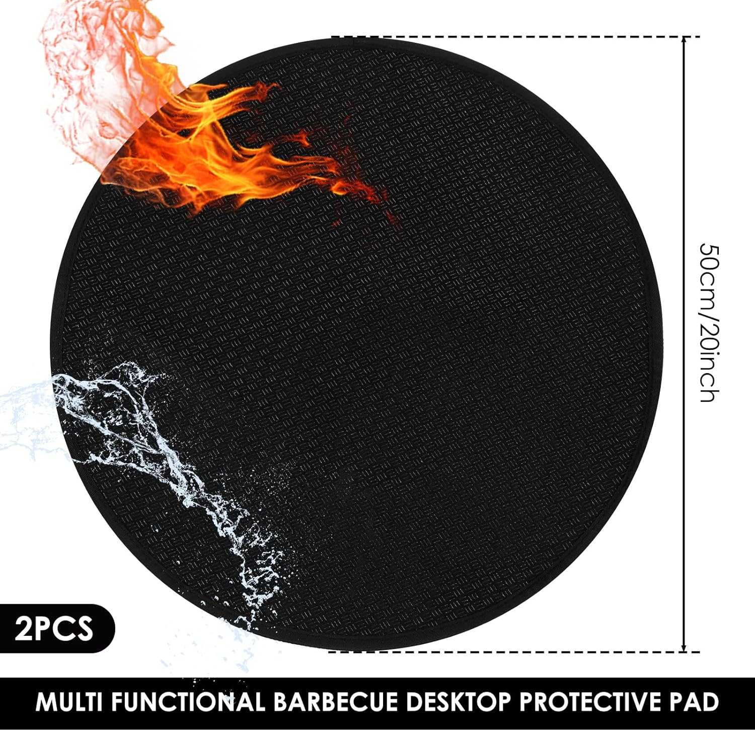 2 Pcs 20" Fire Pit Mats round Fireproof under Grill Mat Fire Pit Deck Protector Mat Oil-Proof Waterproof BBQ Pad Fire Pit Mat for Outdoor Grill Deck Protector for Porch Decks BBQ Camping Bonfires
