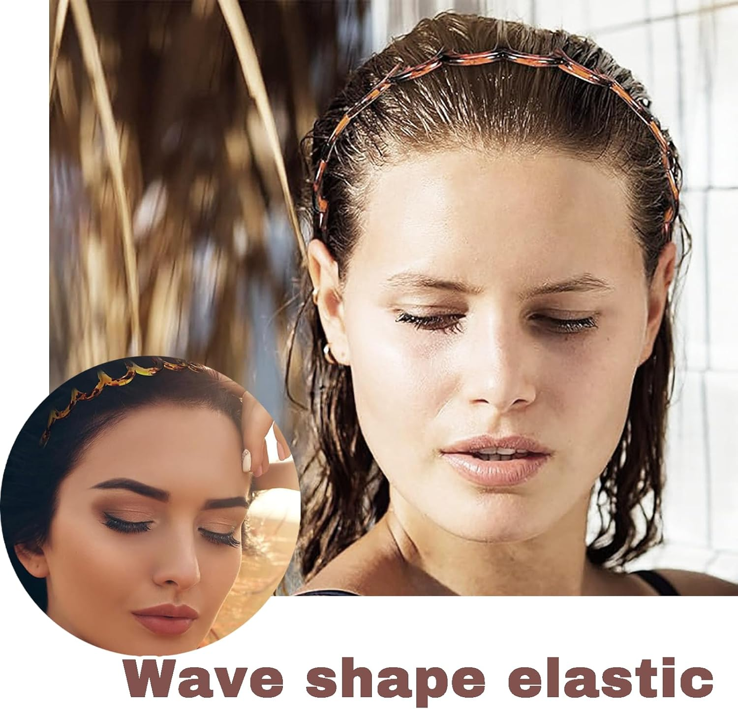 Jeyzuroa 2 Pack Toothed Headbands for Women - Fashion Plastic Hair Hoops with Comb Design, Wavy Zigzag Hairbands