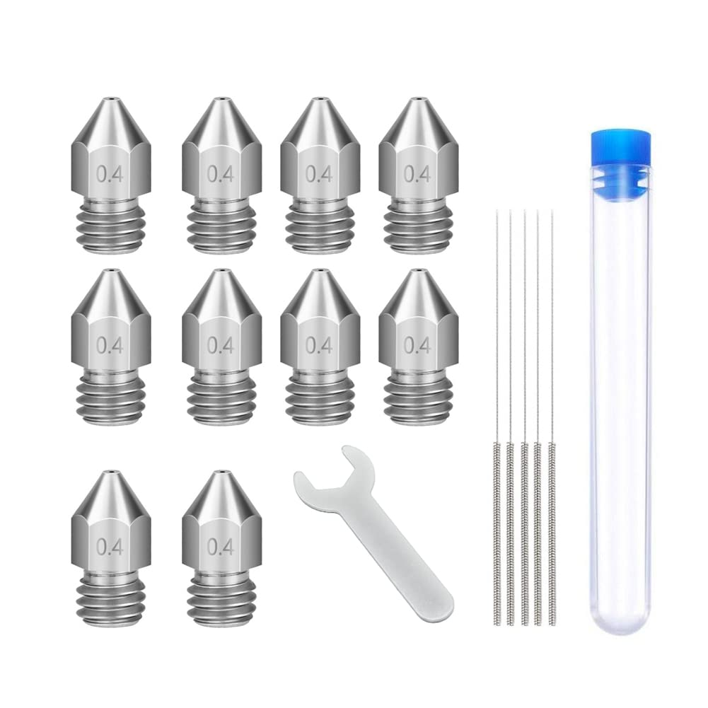 Lokkr 3D Printer Brass Extruder Nozzles Set, 20PCS Brass MK8 Nozzles (0.2Mmx2 0.3Mmx2 0.4Mmx8 0.5Mmx2 0.6Mmx2 0.8Mmx2 1Mmx2) with Wrench for Makerbot, E3D, Creality Cr-10/Ender 3/3 V2/3 S1/5, Prusa I3 image number 3