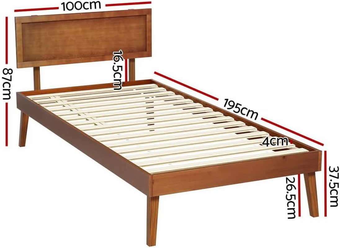 Artiss Single Bed Frame Platform Wooden Timber Frames Beds Base Bedroom Room Decor Home Furniture Oak for Kids, Toddler and Adult, Modern Design with Stable Legs and Storage Space Walnut