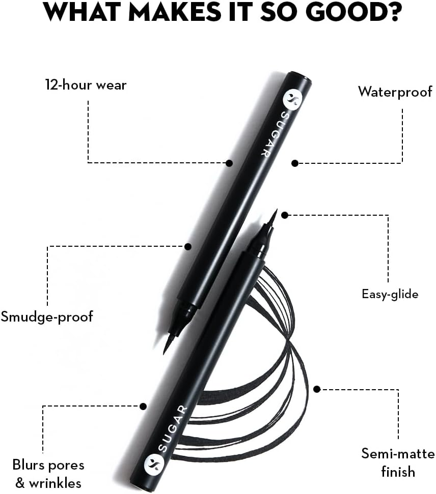 SUGAR Cosmetics Wingman Waterproof Microliner - 01 I'Ll Be Black image number 2