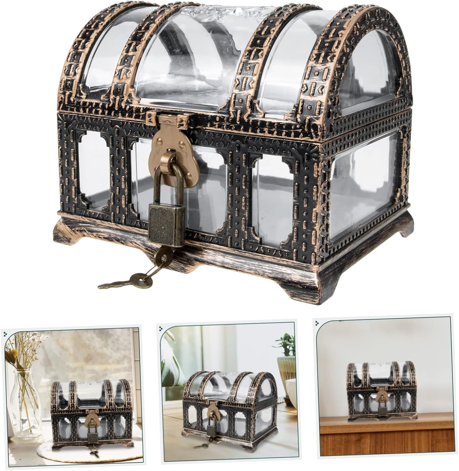 Pirate Treasure Chest and Keepsake Box for Children Medium Vintage-Style Storage Box Jewelry Collection Feature Decorative Toy for Home Organization