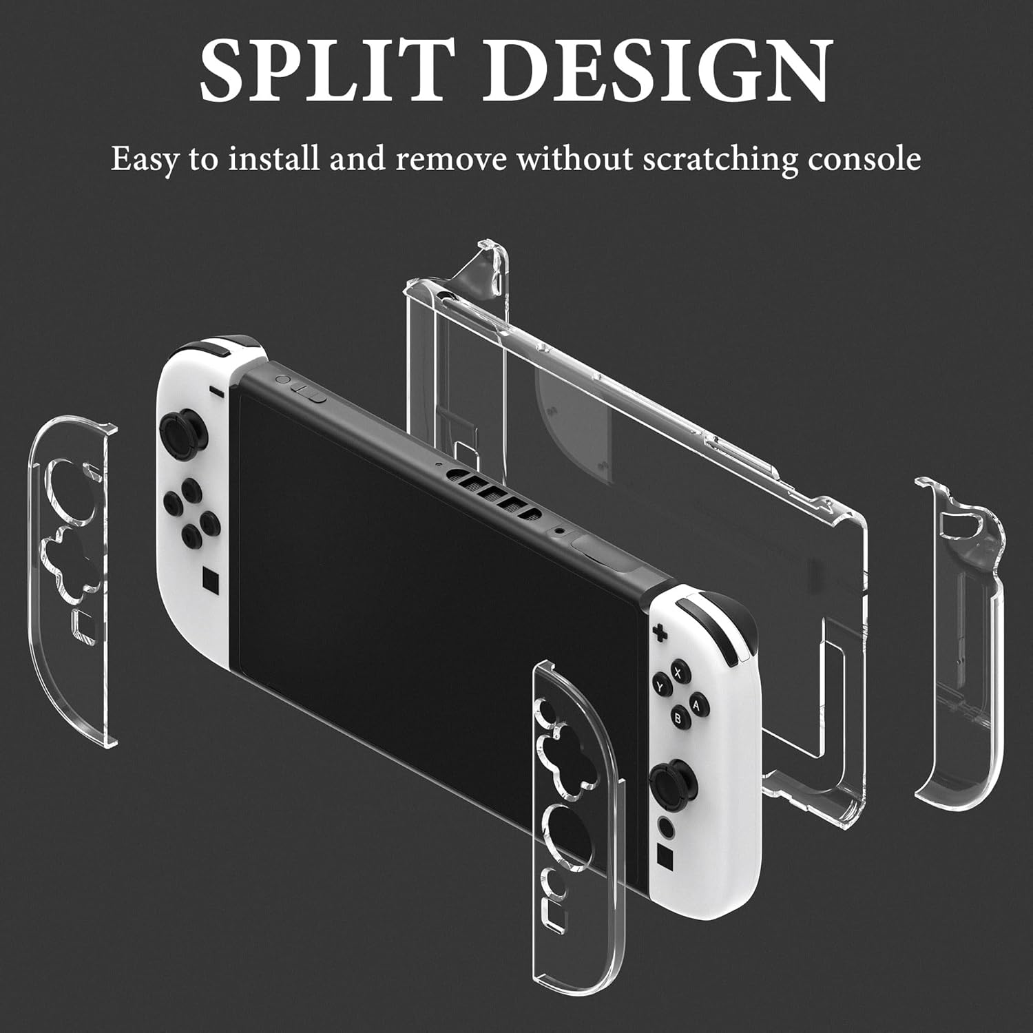 Geekria Protective Case Compatible with Nintendo Switch 2 Console, Hard Transparent Cover, Split Design Shockproof Anti-Scratch Shell, Game Accessories (Clear) image number 2