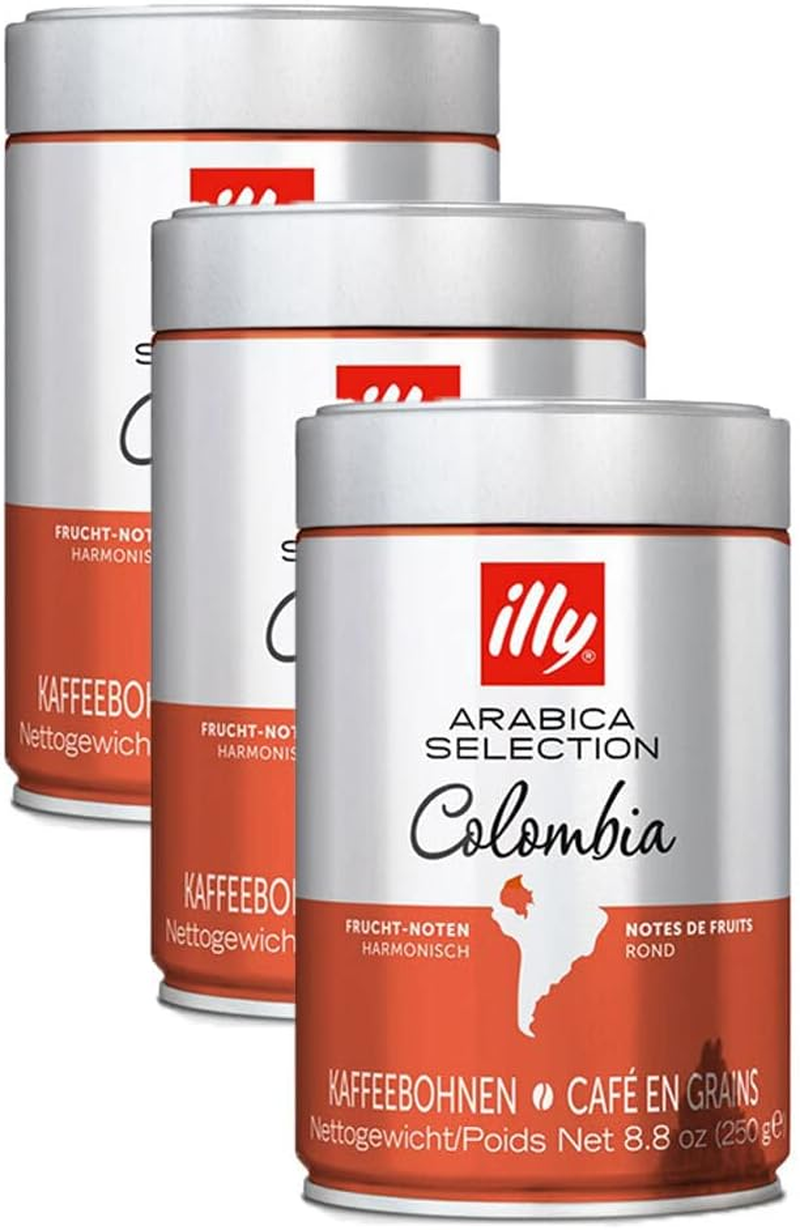 3X Illy 250G Colombia Arabica Coffee Beans Medium Intensity/Fruit Note Hot Drink