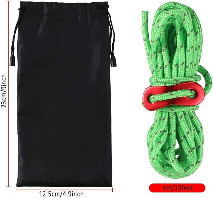 Camping Rope, 8Pcs Tent Guy Ropes Reflective Guy Rope Tent Rope with Aluminium Tensioner, Guide Ropes Tent Guyline Paracord Camping Rope for Tent, Tarp, Outdoor Packaging (4Mm X 4M,Green) image number 6