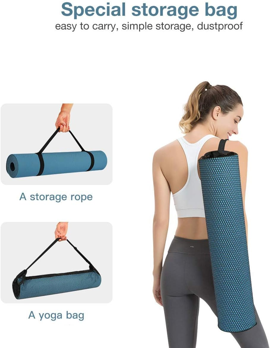 LEFAFA Yoga Mat Non Slip, Extra Thick 6MM TPE Workout Pilates Mats, Eco Friendly Fitness Exercise Mat for Women Men, Workout Mat with Carrying Strap and Storage Bag for Home Gym Floor - Green image number 6