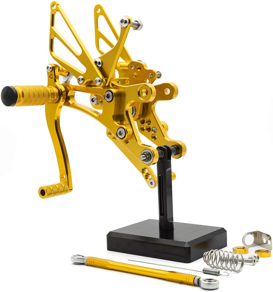 FXCNC CNC 98-03 R1 Billet Motorcycle Rearset Foot Pegs Rear Set Footrests Fully Adjustable Foot Boards Compatible with YZF R1 1998-2003