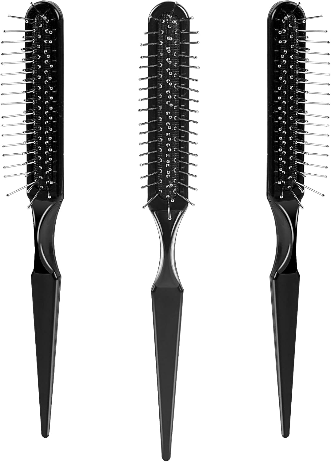 Pack of 3 Wig Hair Brushes, 3 Rows Wig Wire Brush Black Styler Brush Travel Size Metal Combs for Synthetic Wigs Detangling, Hairdresser, Beginners image number 4