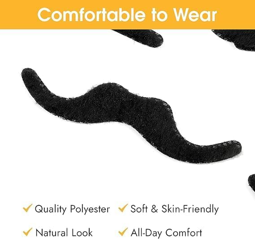 Fake Moustache, 68Pcs Fake Mustache Set, Various Styles Novelty Mustache Stickers for Men Women, Self Adhesive Fake Beard Funny Fake Mustache for Halloween Masquerade Party image number 2