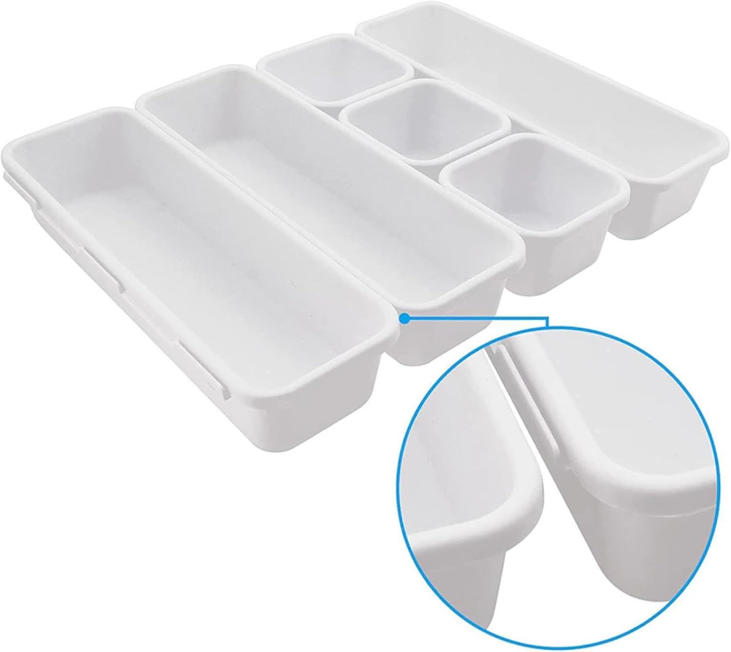 PARENCE XXL Modular Cutlery Organiser - Set of 8 Drawer Storage Compartments - Adjustable Plastic Dividers - Ideal for Kitchen, Utensils - Adjustable, Stackable image number 6