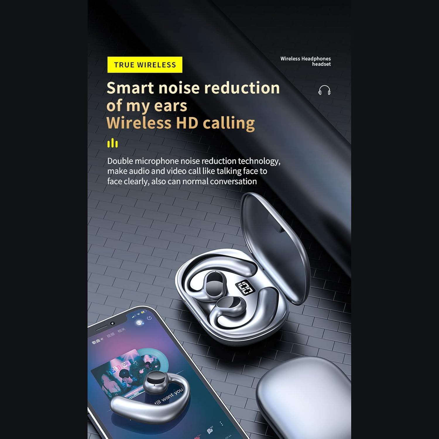 Tnfeeon Wireless Earbuds, Ergonomic Bone Conduction Sports Earphones, IPX7 Waterproof, 5.3, for Mobile and Tablet Users image number 5