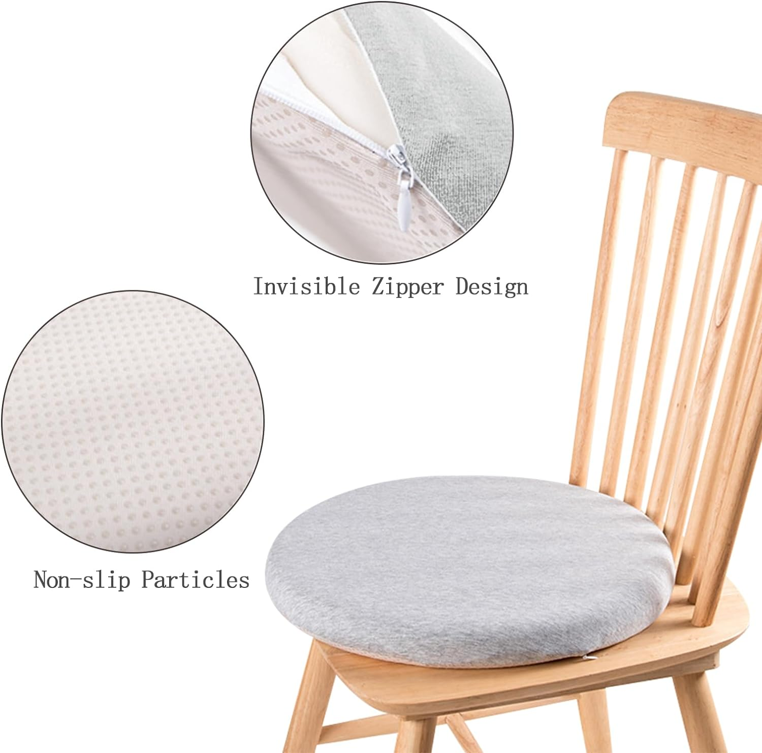 Seat Cushion Chair Pad, round Non-Slip Comfortable Floor Soft Chair Mat Office Bedroom Living Room Kitchen Chair Cushions (Gray) image number 3