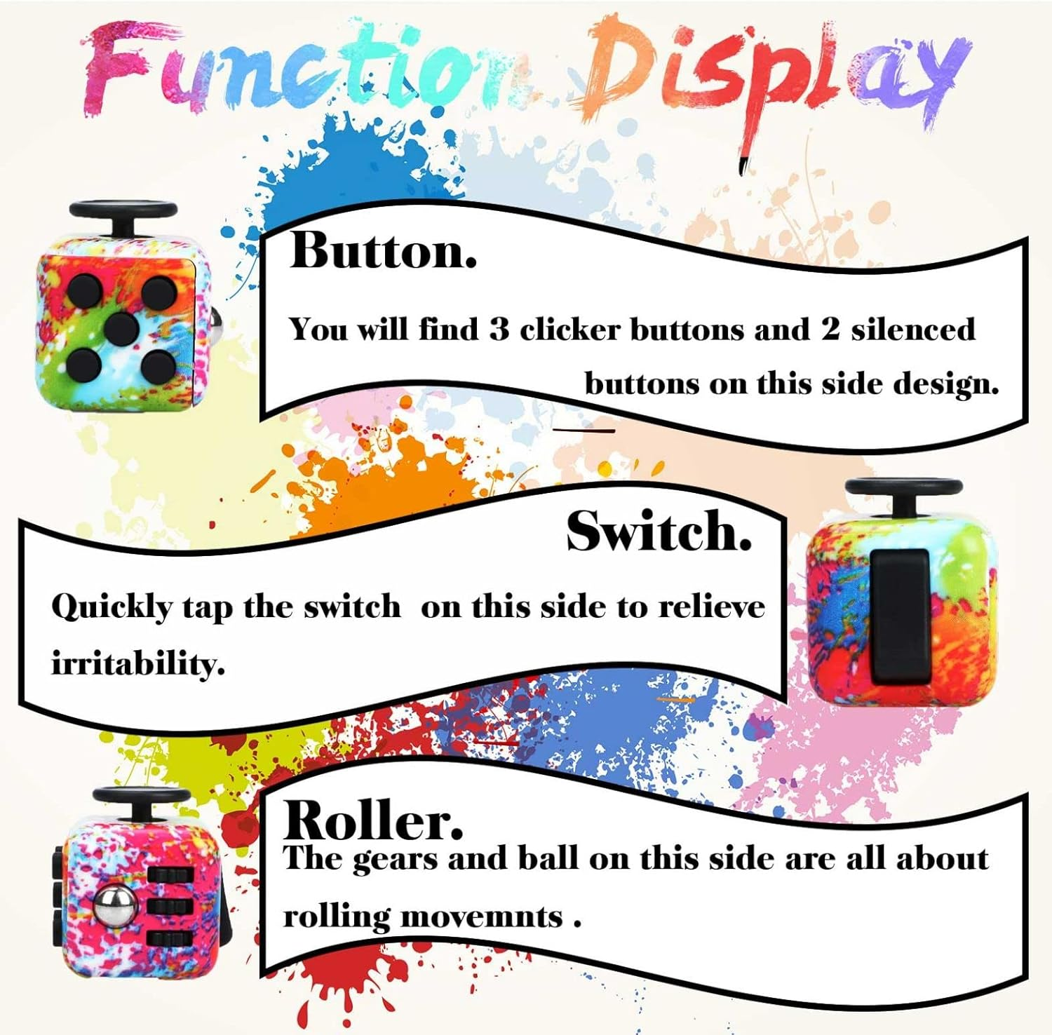 4 Pack Fidget Cube Fidget Toy, Magic Cube Stress and Anxiety Relief Toys, Infinity Cube Fidget Toy Cube Relaxing Hand-Held for Adults, Killing Time Cool Fidget Block for ADD/ADHD/OCD image number 6