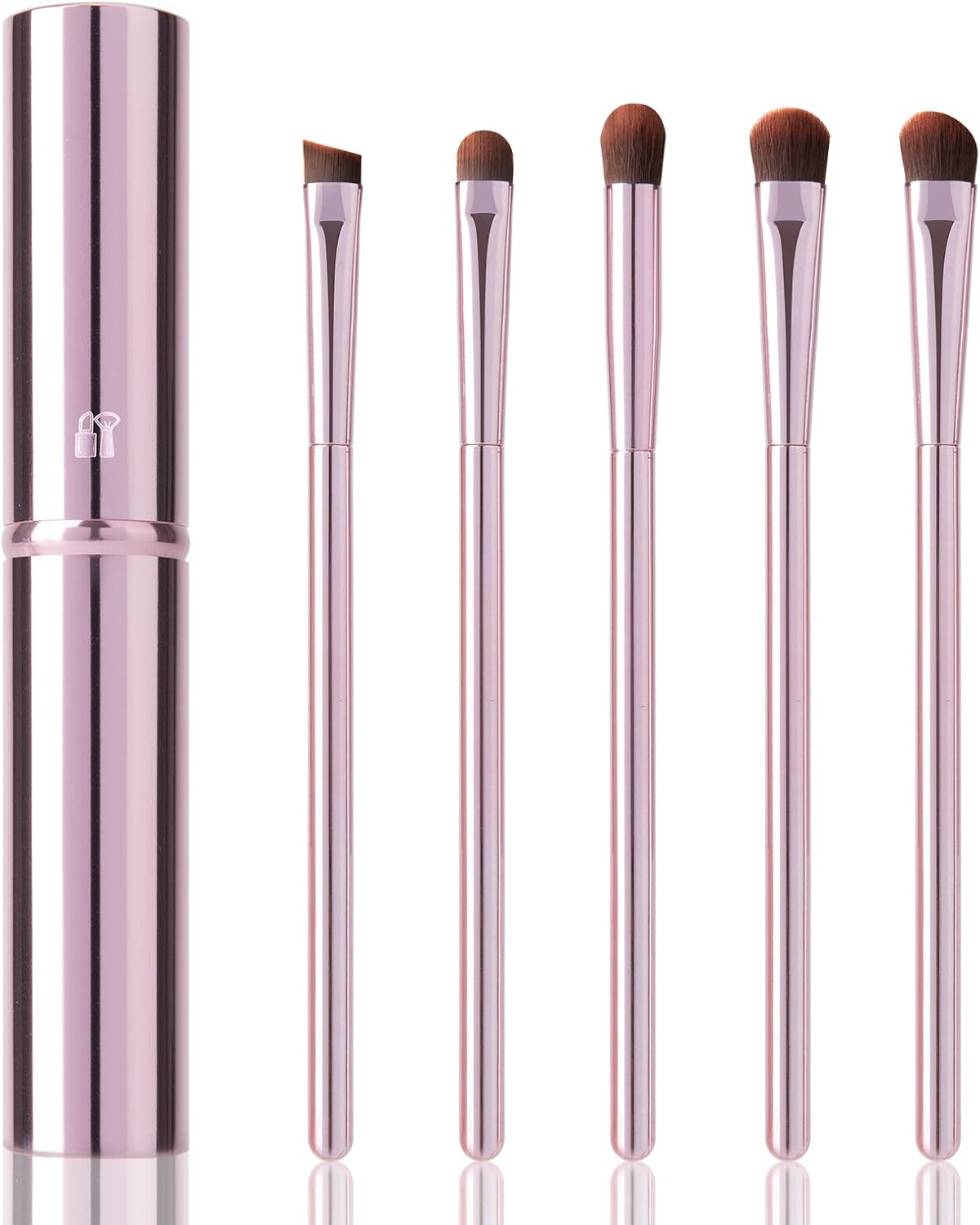 5Pcs Eyeshadow Brush Set, Portable Eye Brushes, Premium Eye Makeup Brush, Eyeliner Brush, Angled Brush by YUESHENNAN (Pink). image number 1