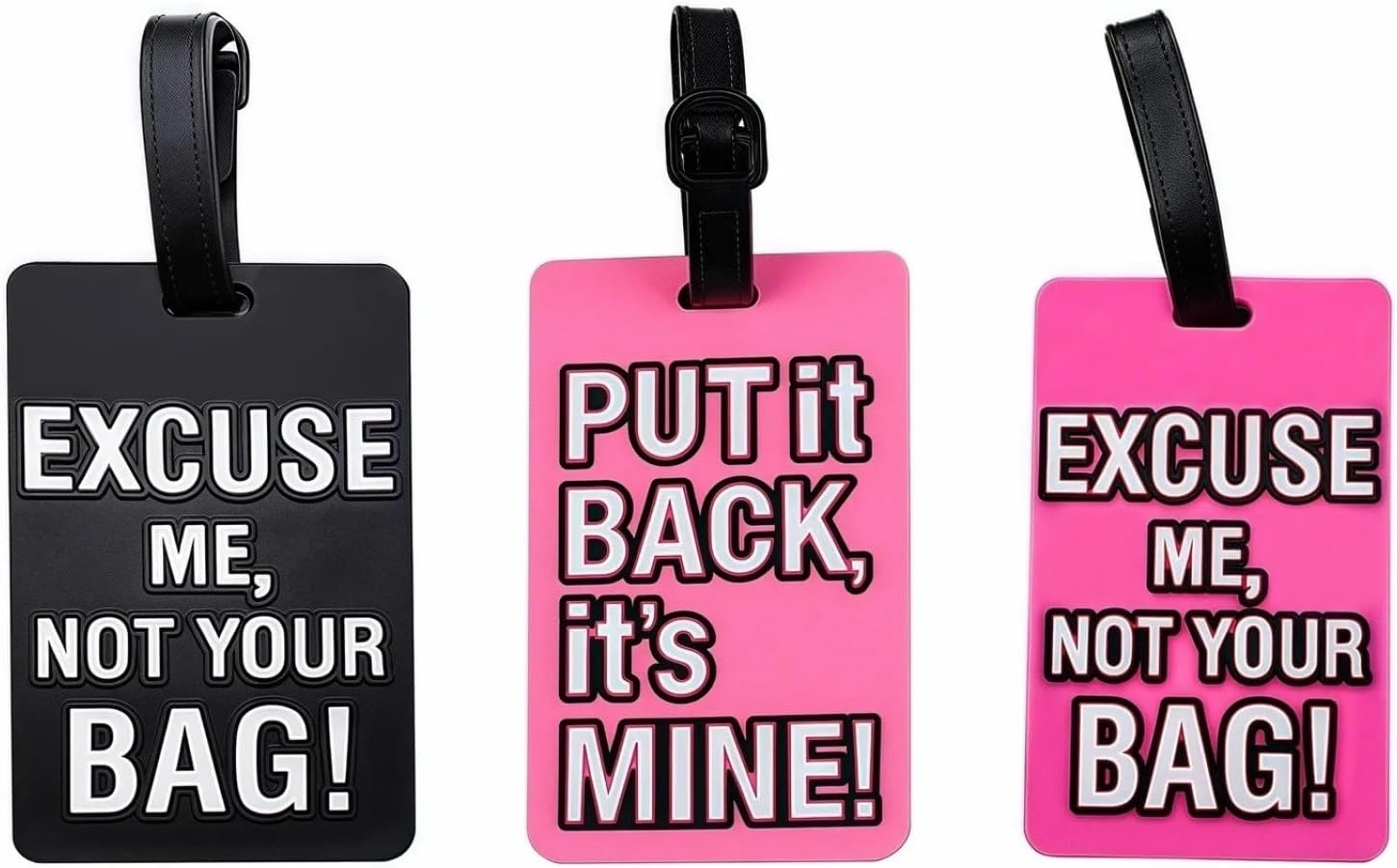 3 PCS Not Your Bag Tags Fun Design Adjustable Luggage Tags PVC ID Holder Travel Bag Tags image number 2