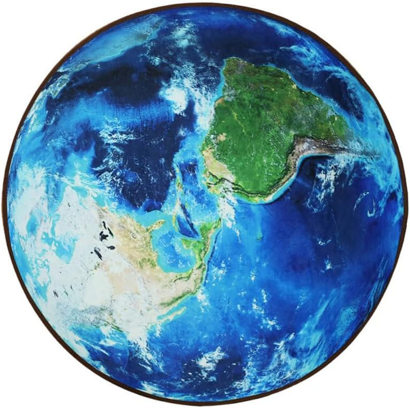 Earth Chair Leg Floor Protectors Carpet Blue round Area Rug Non-Slip Mat for Home Office Use 80Cm Soft Cushioned Floor Protector for Living Room Bedroom Study image number 3