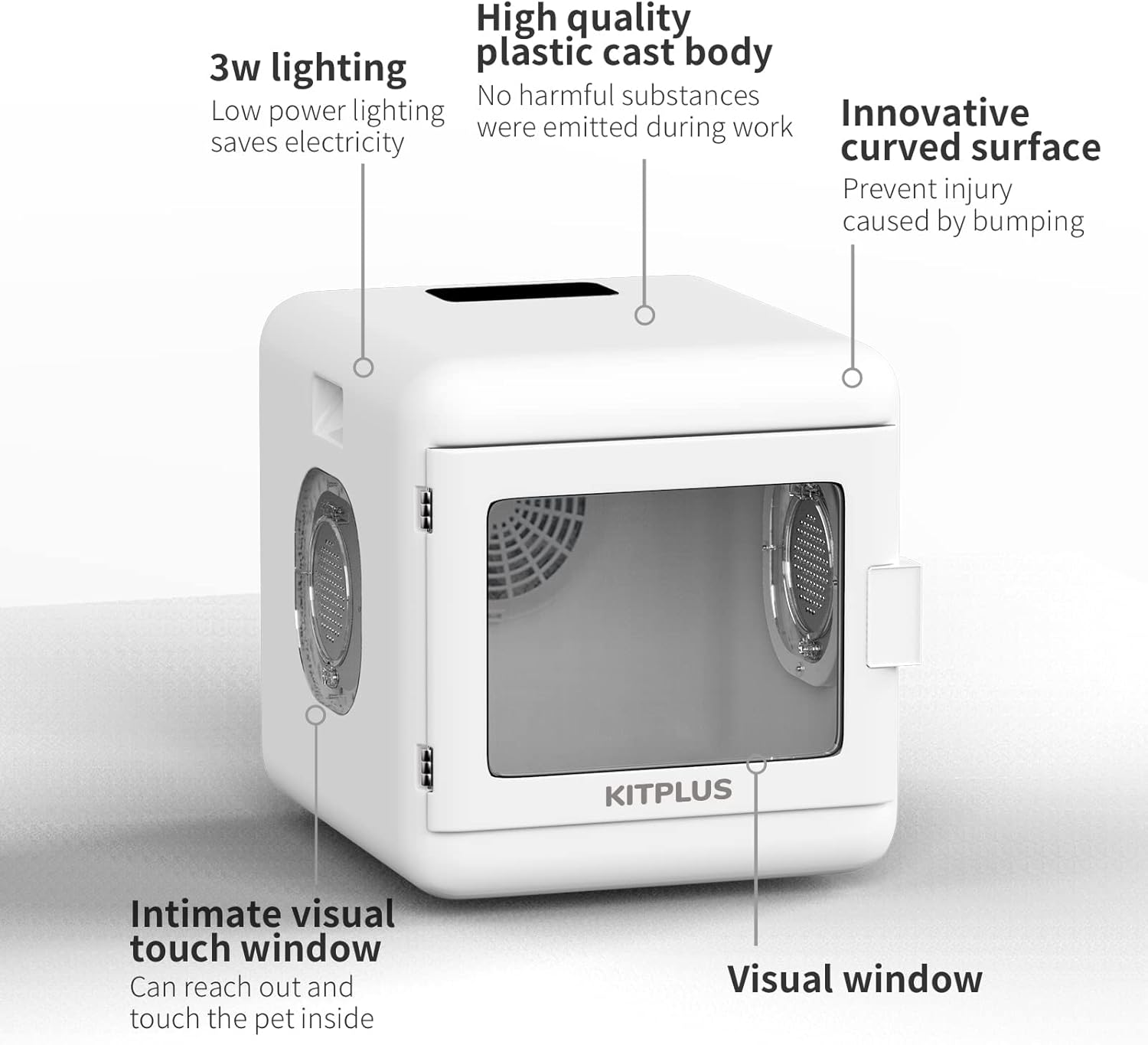 Pet Hair Dryer Box, Ultra Quiet Blow Dryer 6L Capacity for Cats and Small Dogs, Professional Fast Drying Blower, Temperature and Time, 360 Degree Warm Wind image number 4