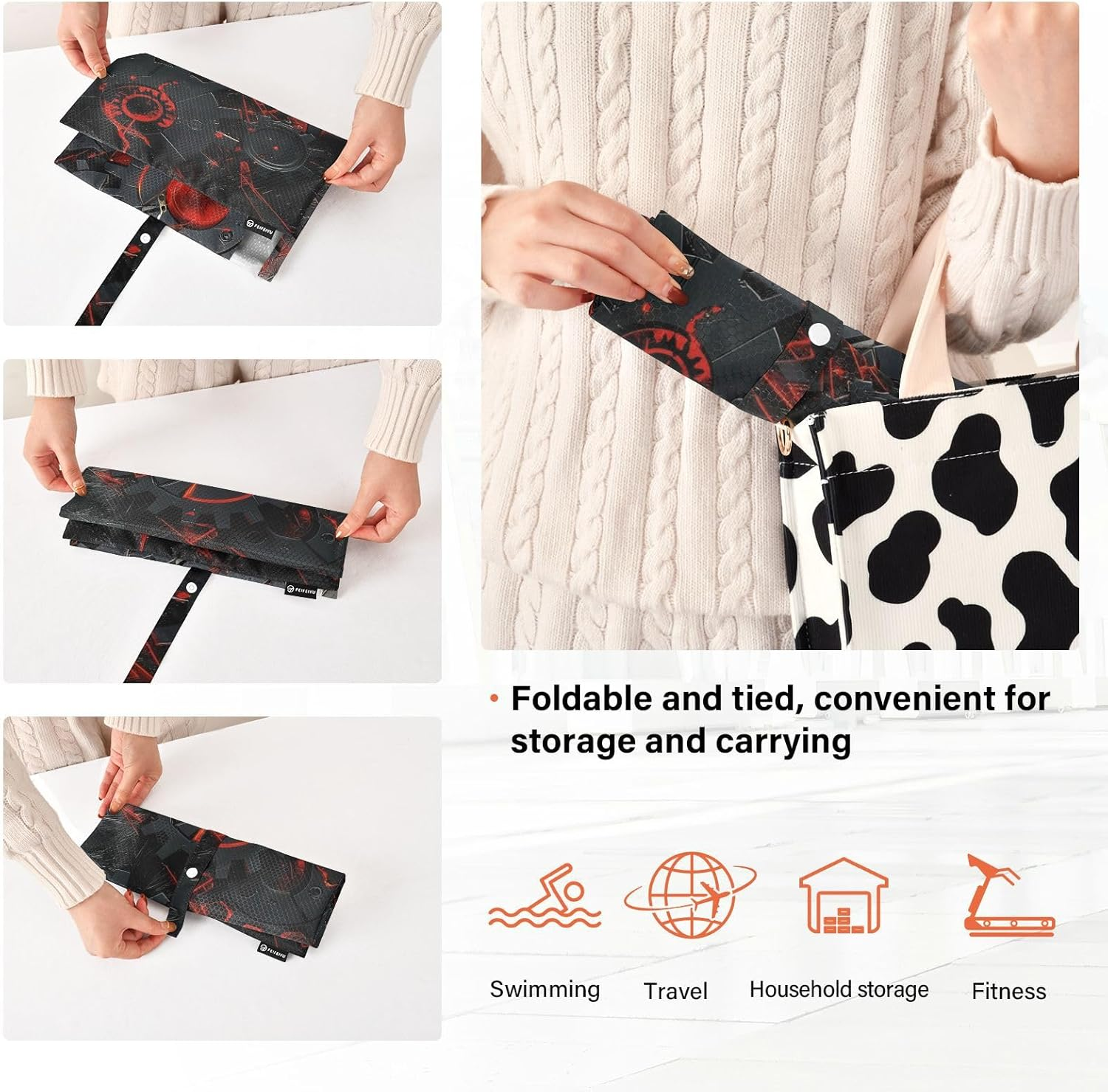 Designer Red and Black Mechanical Gear 3 Set Travel Packing Cubes for Suitcases Collapsible Travel Bags for Luggage Bags for Suitcase Bedding Storage image number 3