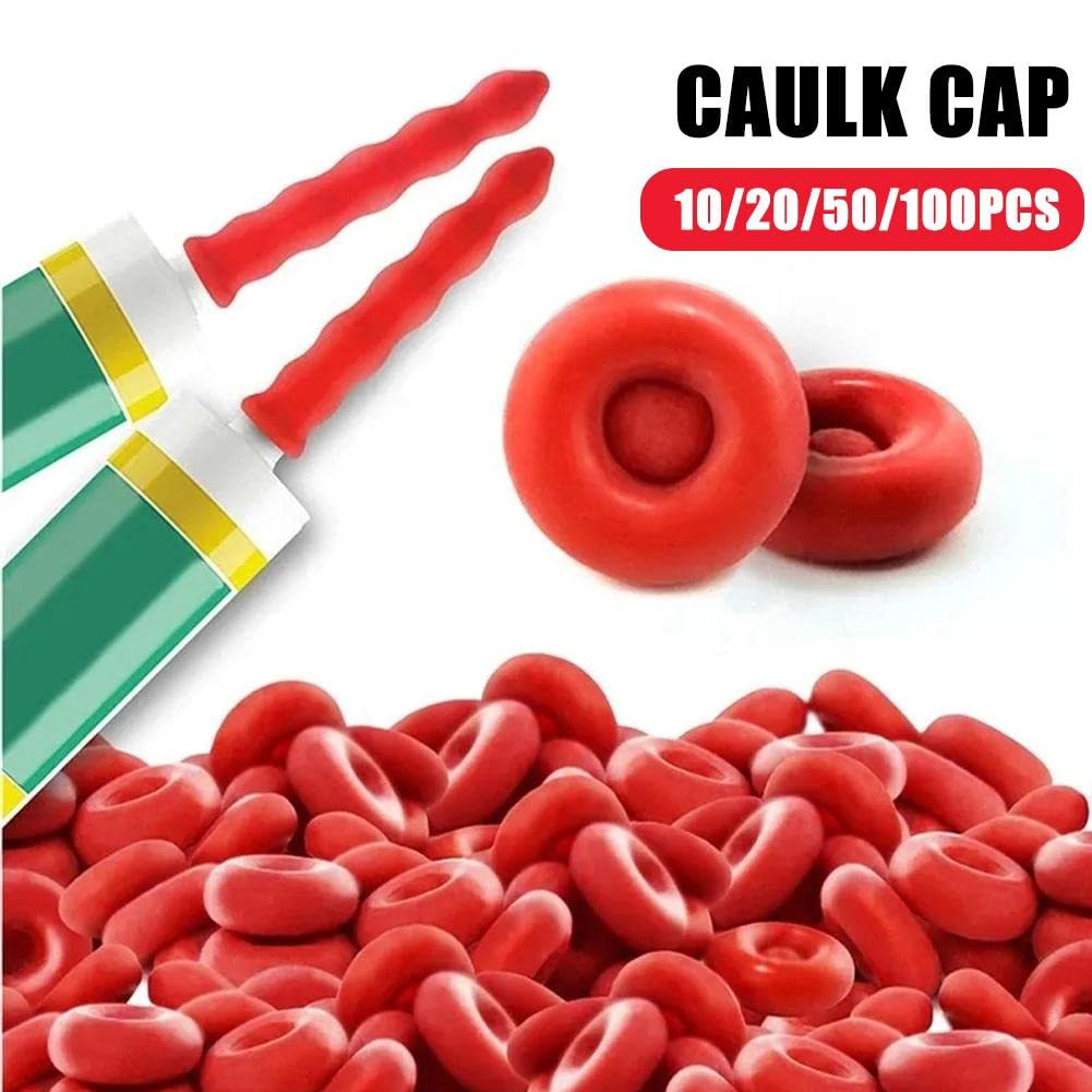Caulk Caps Sealer Nozzle Protective Cover Red for Sealing and Preserving Open Caulking Tube image number 6