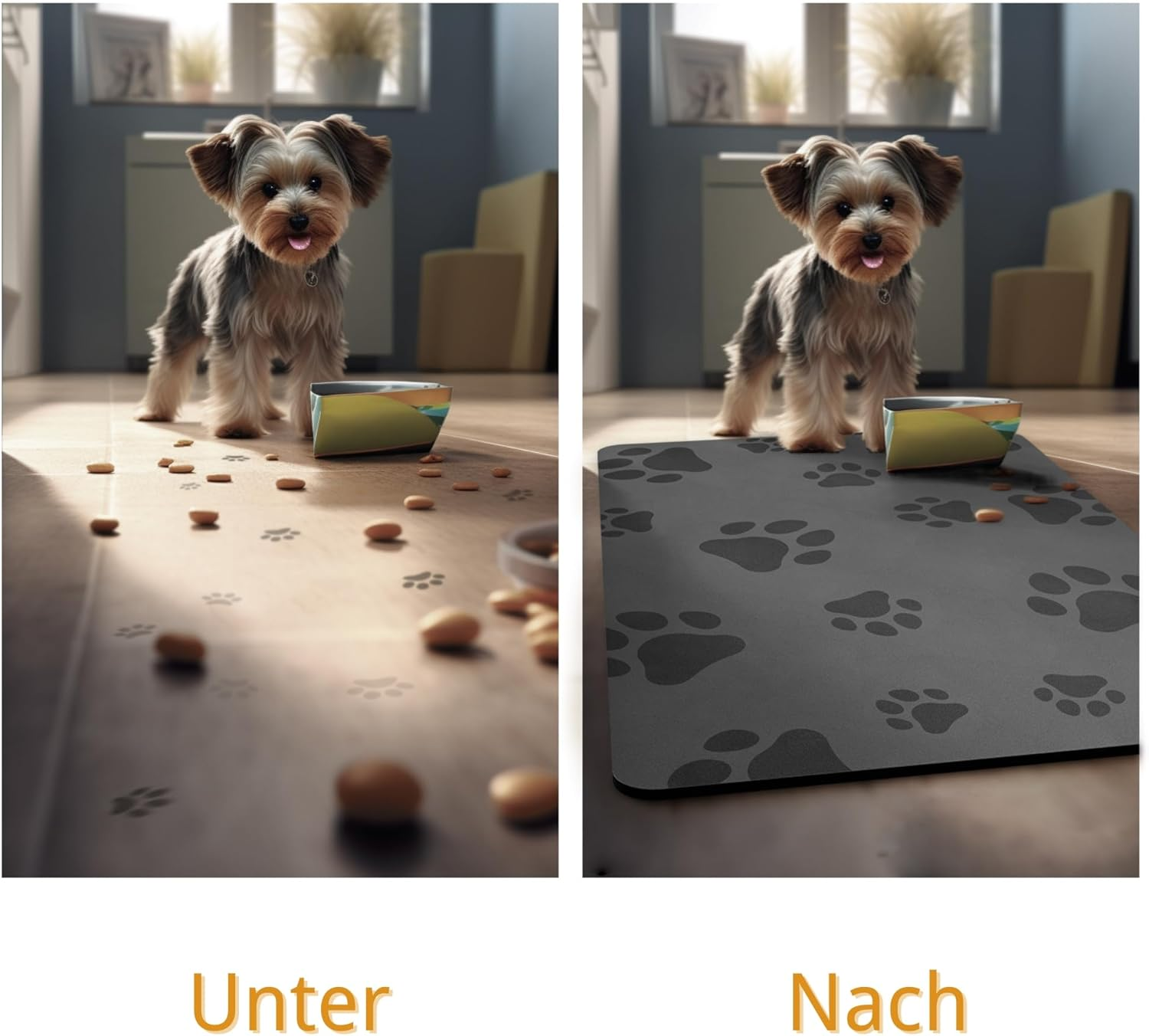 Bowl Mat, Cat Feeding Bowl Mat, 50 X 35 Cm, Waterproof Pet Feeding Mats, Non-Slip Mat, Cat Bowl, Feeding Mat, Cat Food, Feeding Bowl Mat (Grey) image number 1