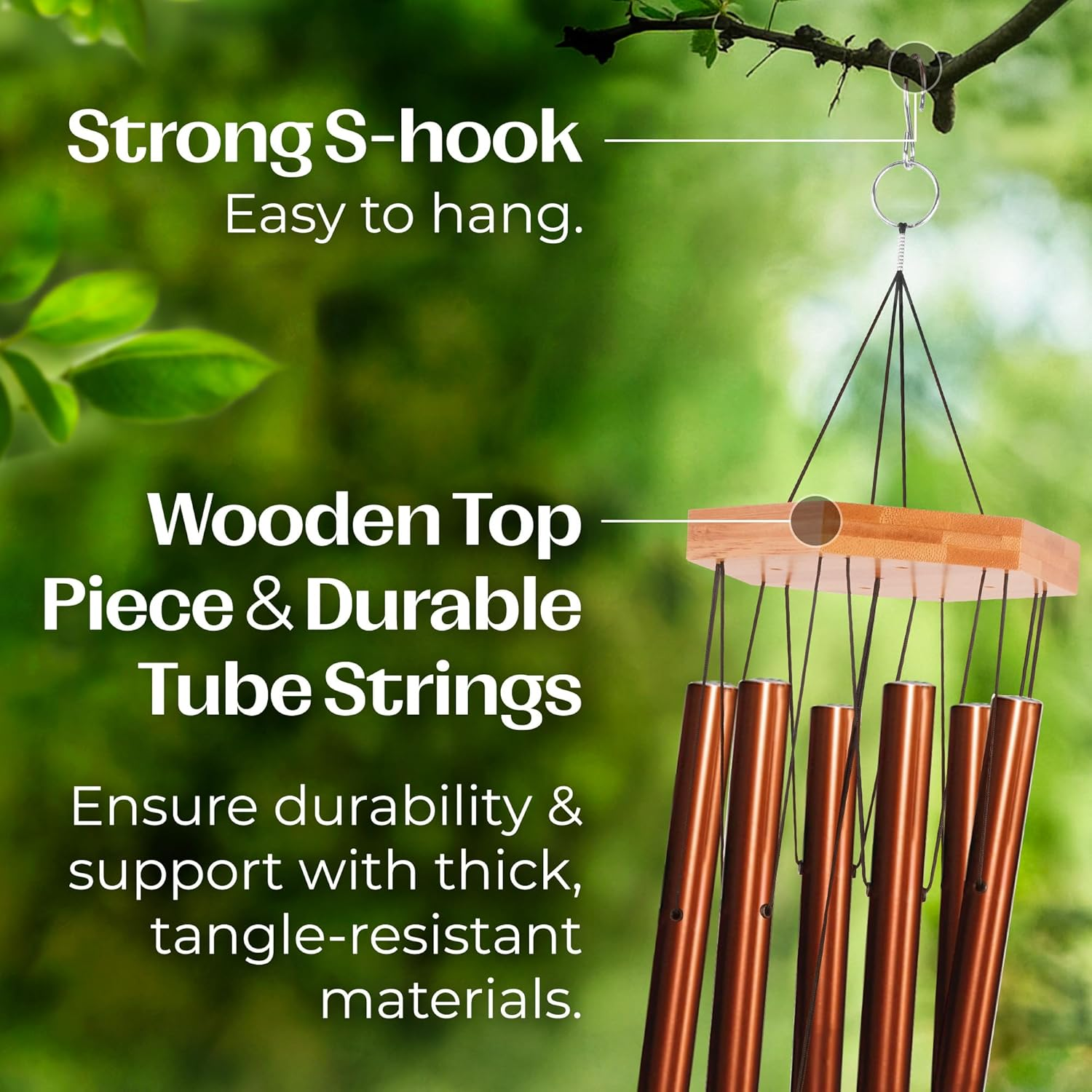 Wind Chimes for People WHO like Their Neighbors Soothing Melodic Tones & Solidly Constructed Bamboo/Aluminum Chime Great as a Quality Gift or to Keep for Your Own Patio Porch Garden or Backyard. image number 4