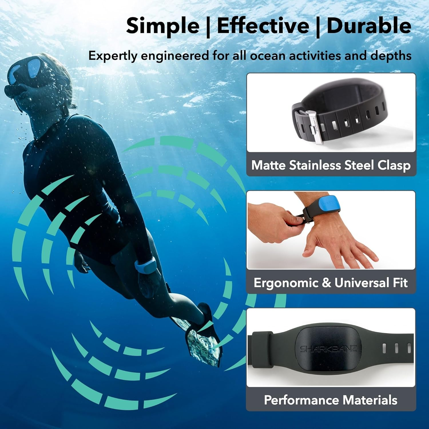 SHARKBANZ 2 Magnetic Shark Repellent Band for Swimming, Surfing, Diving, Snorkeling and All Ocean Sports image number 1