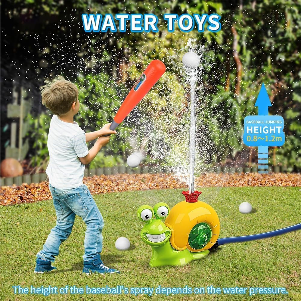 B-Qtech Water Sprinkler Baseball Toy for Kids Outdoor Play, Snail Summer Water Game, Summer Backyard Lawn Swimming Pool Birthday Toys image number 1