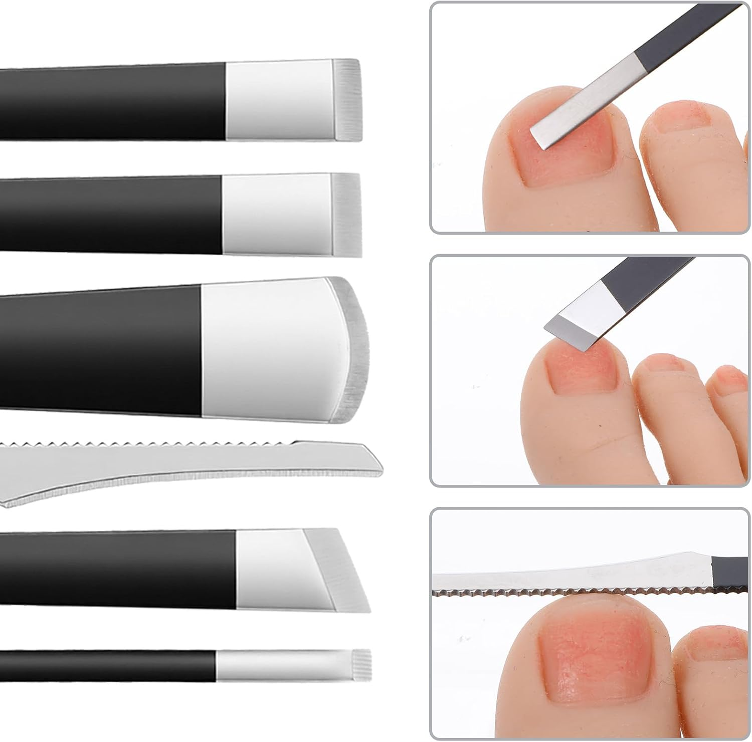 6 PCS Pedicure Knife Set, Ingrown Toenail Removal Kit Stainless Steel Removal Pedicure Scraper with Storage Box Professional Foot Scraper Callus Shaver Foot Care for Dead Dry Hard Cracked Skin image number 2