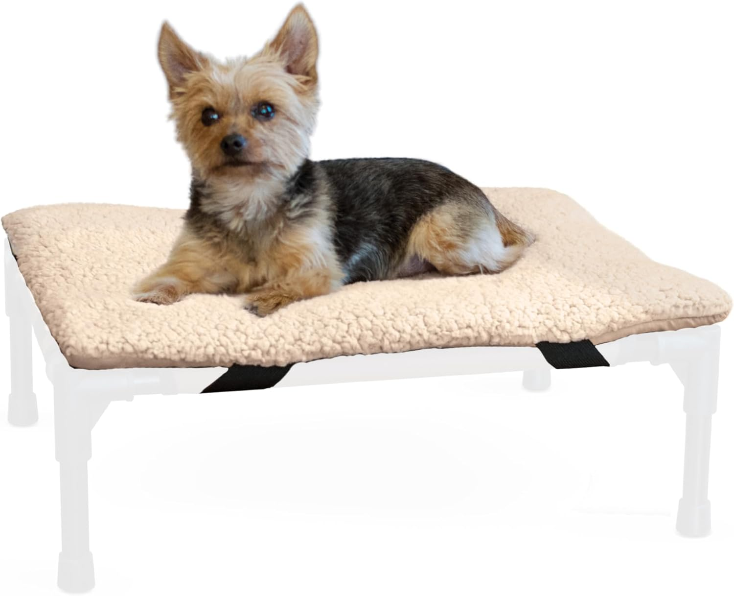 K&H Pet Products Dog Cot Pad (Cot Sold Separately), Pillow-Top Comfort Bed for K&H Small Elevated Dog Beds, Soft & Fluffy, Secure Fit Straps, Machine Washable, Portable - Small 22 X 17In Tan Fleece image number 1