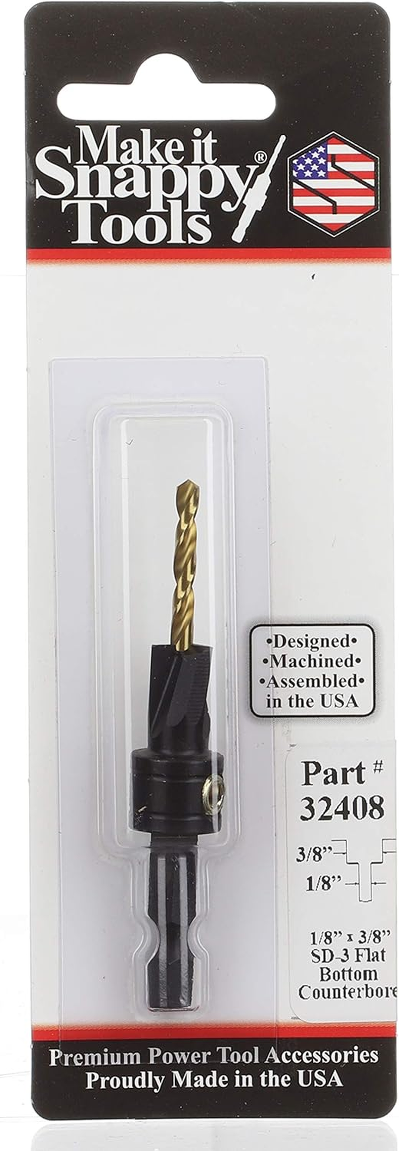 Snappy Tools Flat Bootom Counterbore, 1/8 X 3/8 Inch Size