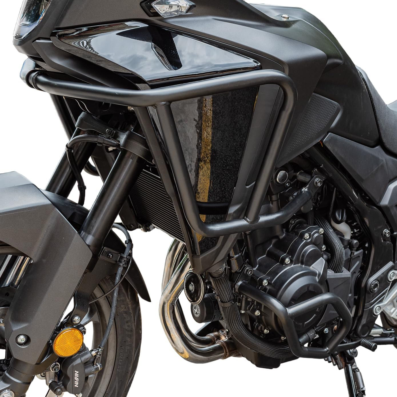 Motorcycle Upper Lower Frame Crash Bar for Hon-Da NX400 NX500 2024, Extension Steel Bumper Body Guard Highway Falling Protection (One Set)